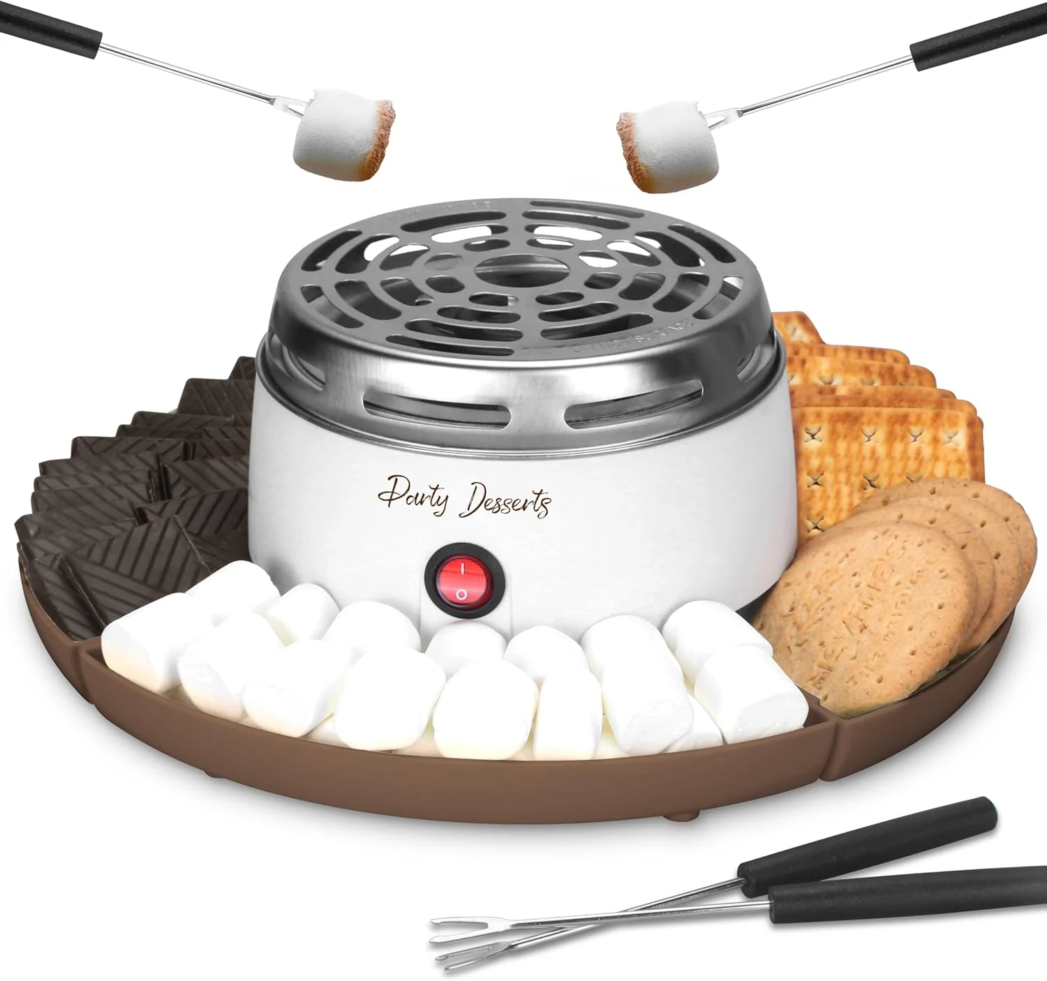 Party Desserts Electric Smores Maker Tabletop Indoor Kit, Indoor Marshmallow Roaster