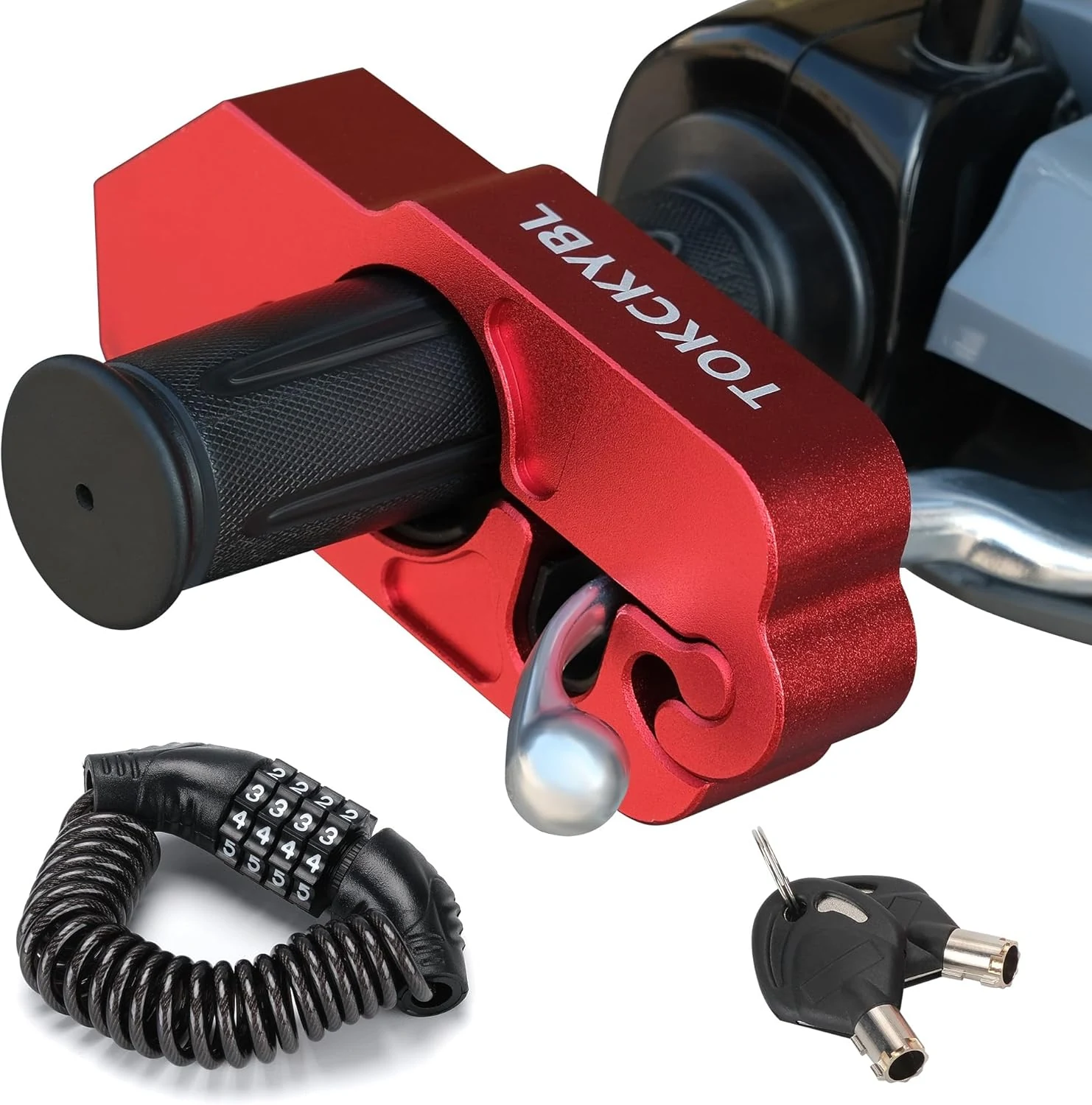 TOKCKYBL Motorcycle Lock + Detachable Helmet Lock (Anti-Theft, Hardened Alloy)