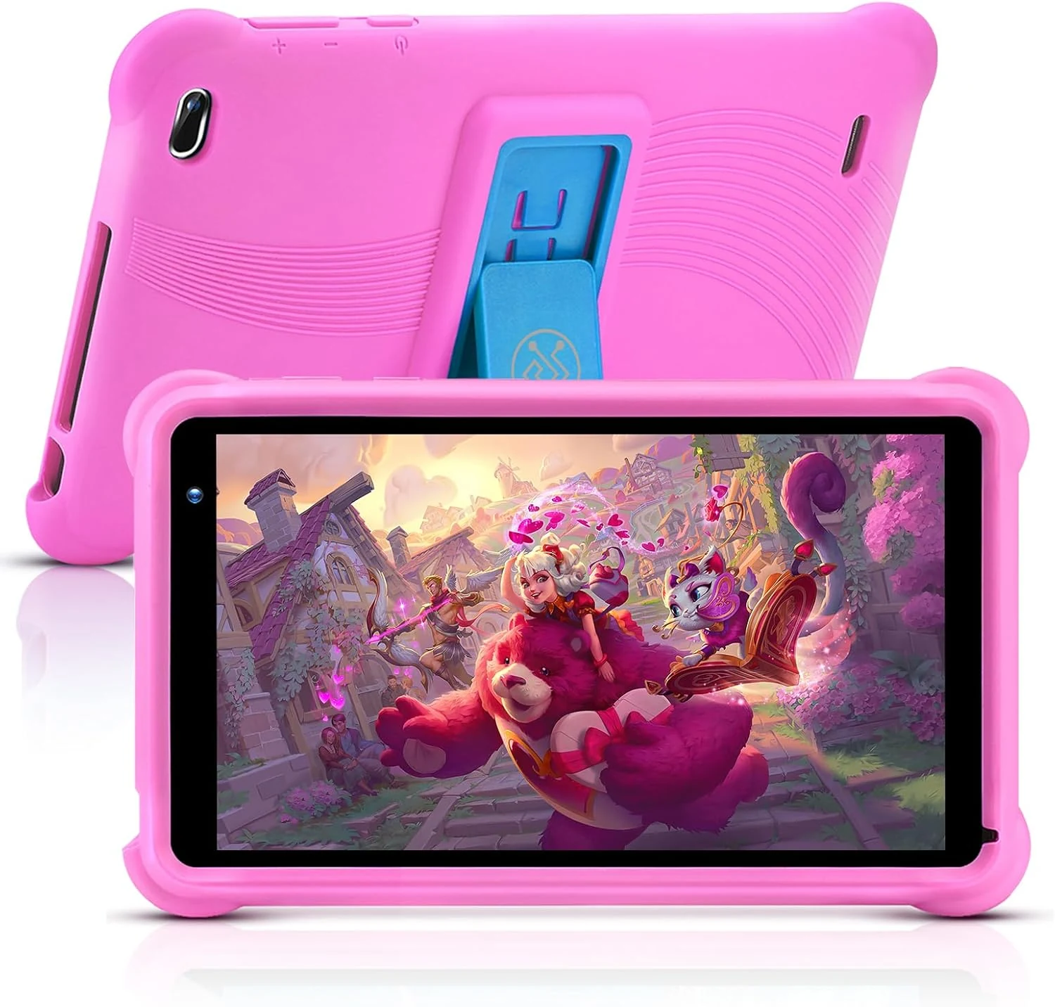 7 inch Kids Tablet, Tablet for Kids with 32GB, WiFi Camera Bluetooth 2GB RAM Eye Protection HD IPS Touch Screen 1024x600 Kid-Proof Case Parental Control Pink