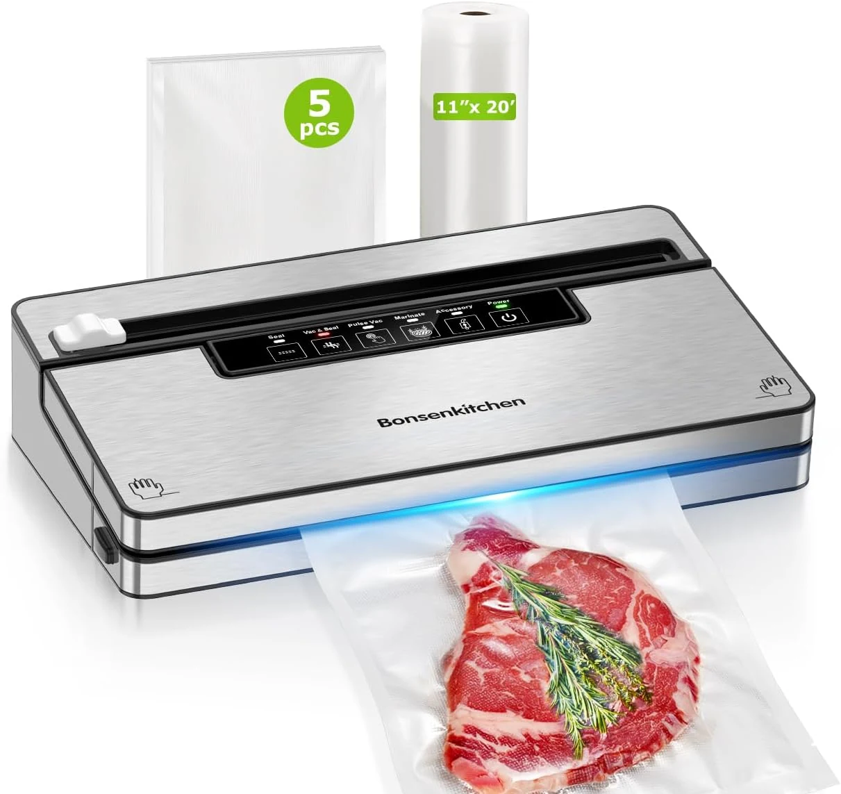 Bonsenkitchen Vacuum Sealer Machine, Stainless Steel Food Sealer Vacuum Sealers review