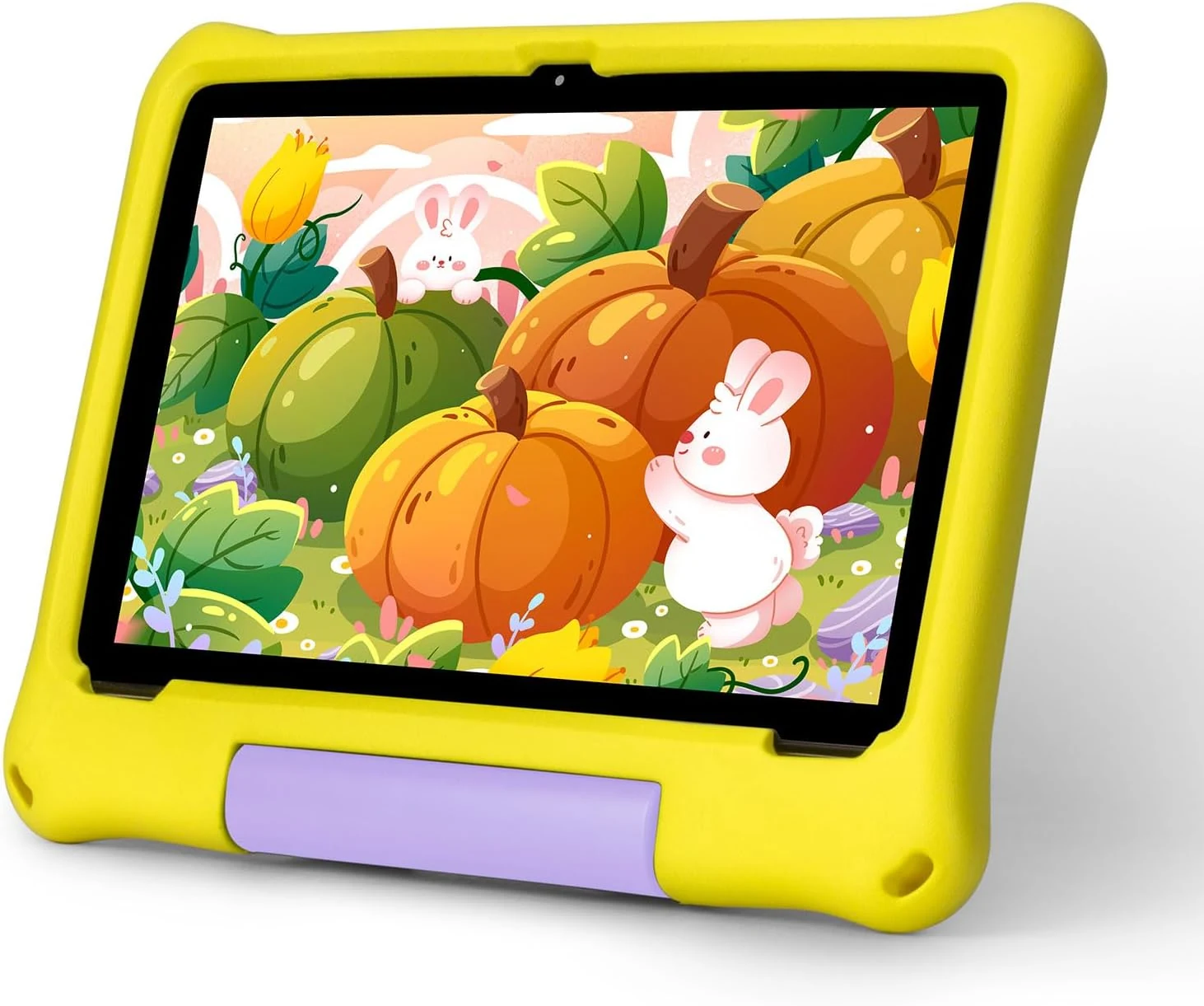 Android 15 Tablets – Kids Tablet 10 Inch with Case, Octa-Core, 8GB+64GB Storage (Expandable to 1TB), Dual Camera, GMS Certified, 5G WiFi 6, Bluetooth – Tablet for Kids Ages 3–12 (Yellow)