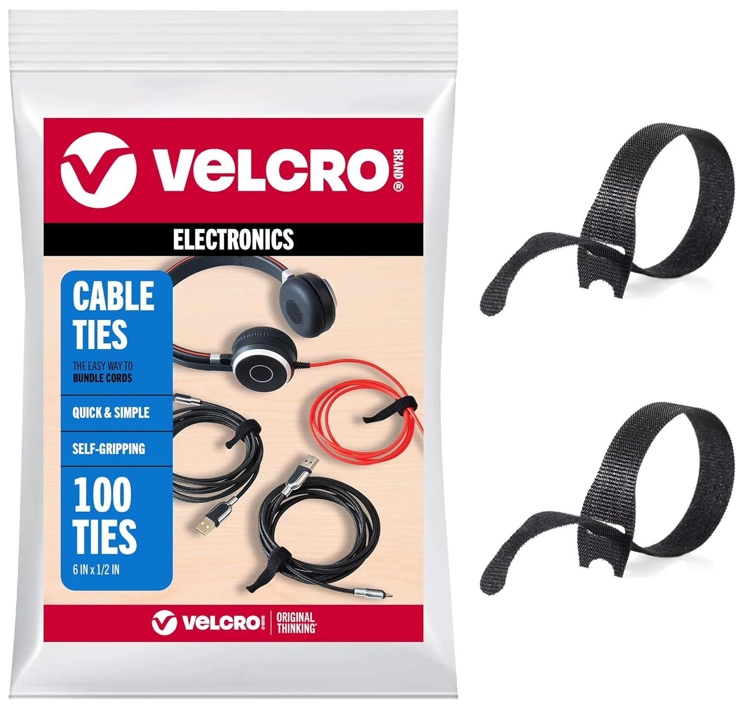 Velcro Brand Reusable Cable Ties, 100 Pack 6 Inch, Cord review