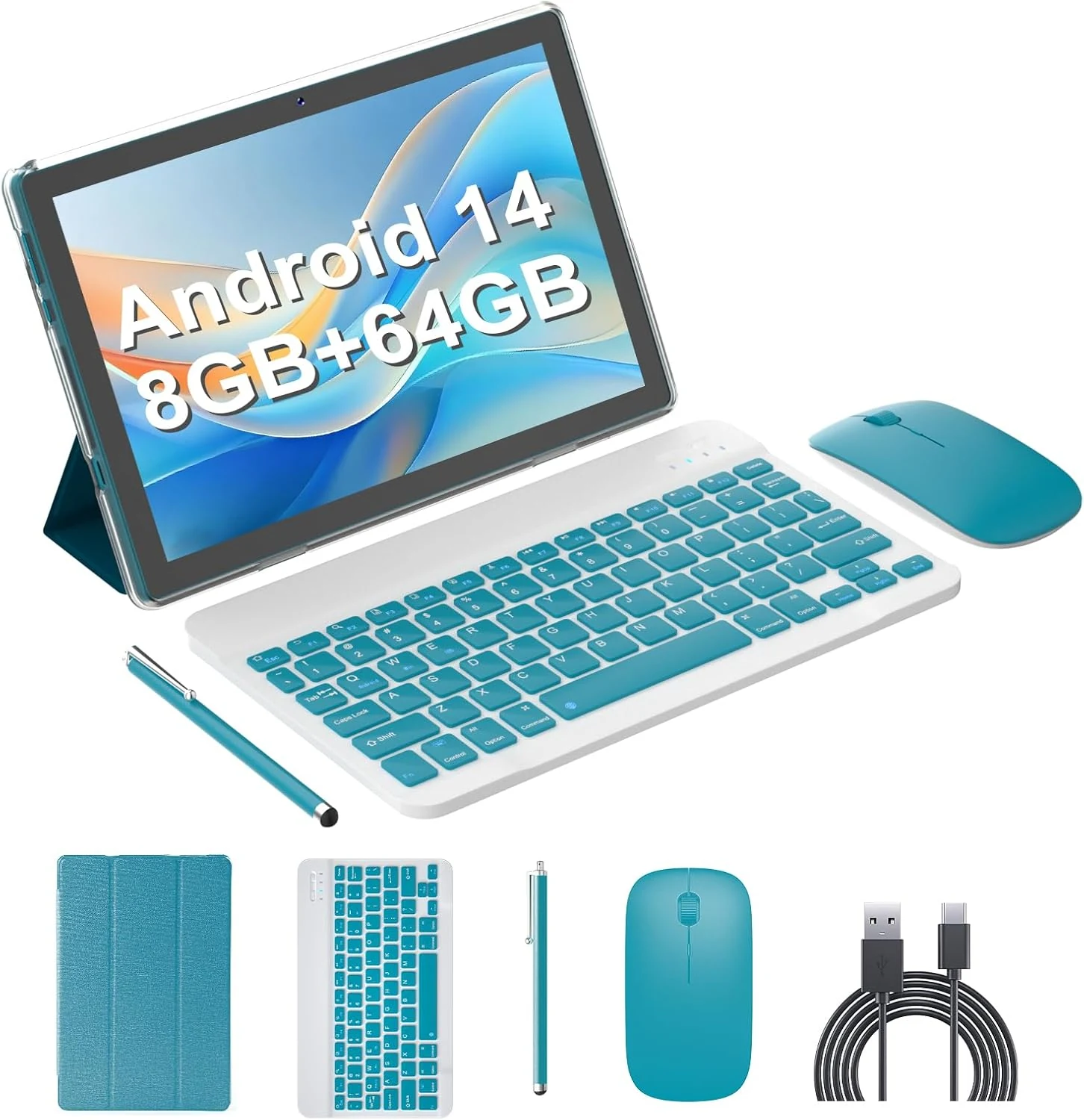 ATOZEE Android 14 Tablet 2 in 1 (10 Inch, Keyboard/Mouse Case)