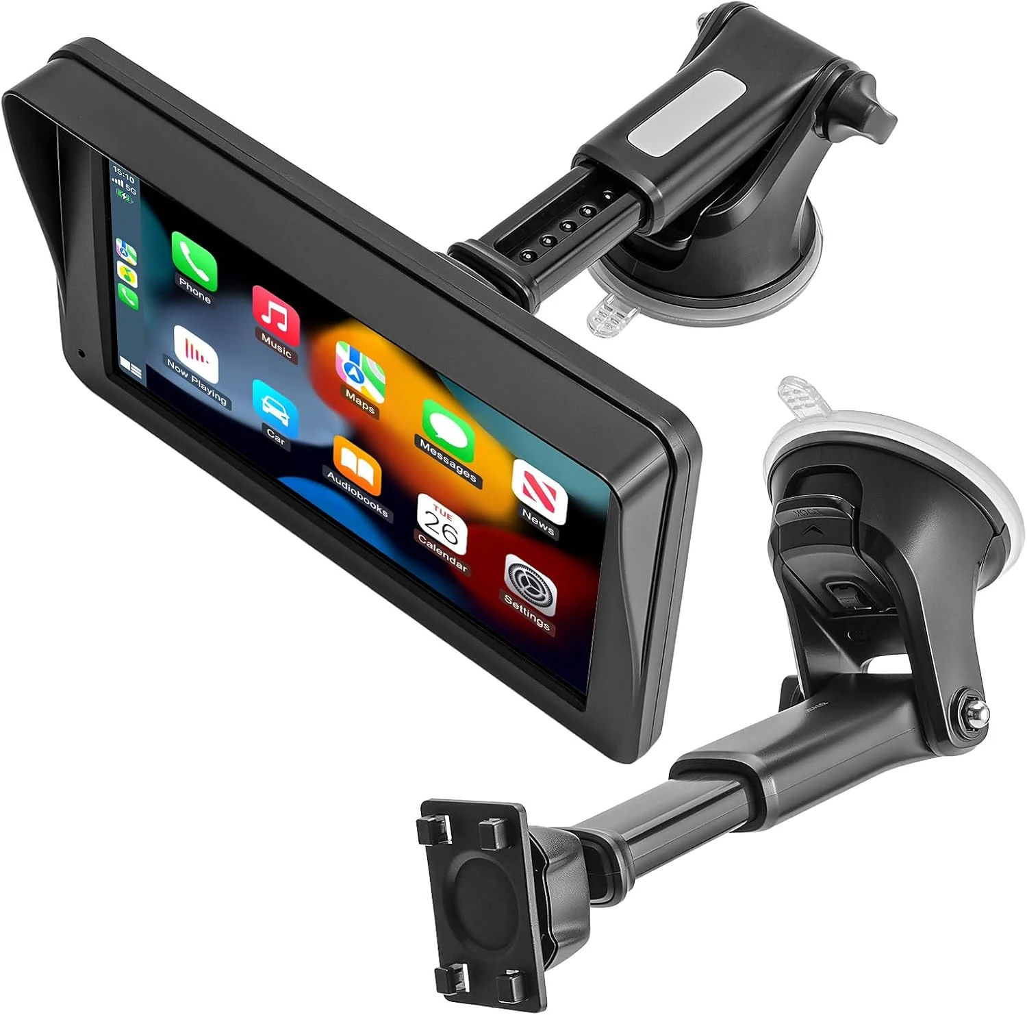 1Zero Replacement Suction Cup Car Mount for CarPlay Screen with Quick Extension Arm, Compatible with 7-11 Inch Portable Car Play Screens