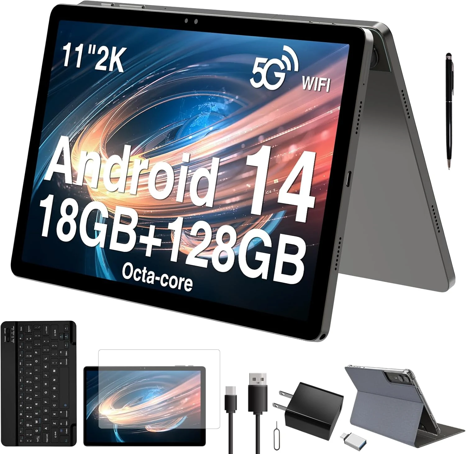2026 Latest 11 inch Android Tablet, 18GB RAM 128GB ROM