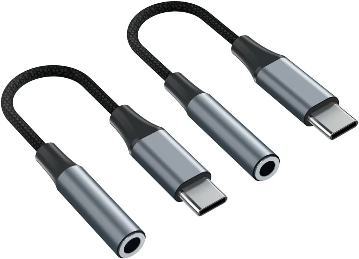 2pcs USB C to 3.5mm Female Headphone Jack Adapter, Upgrade Metal Case