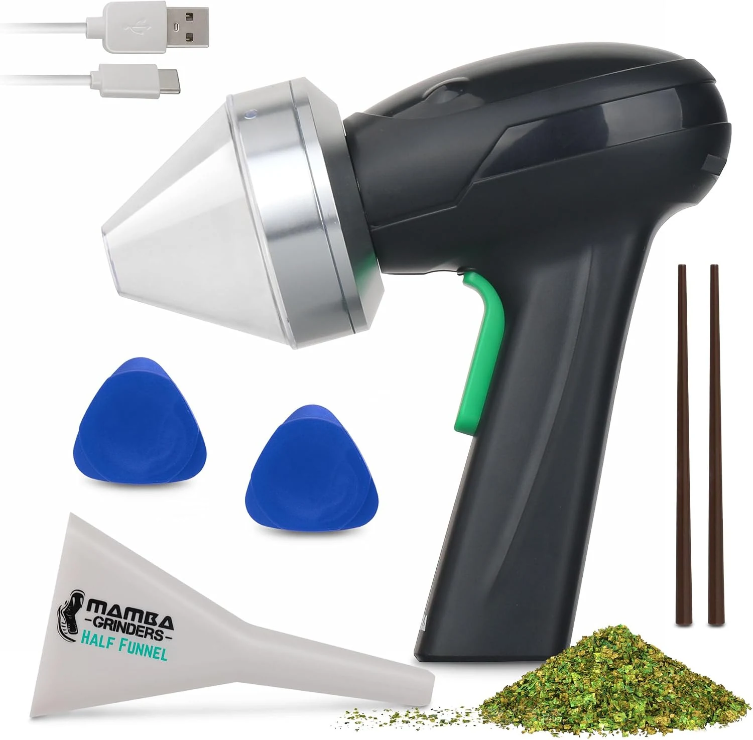 Mamba Monster 3.5g Electric Herb Grinder. Large Capacity Portable Metal Herbal Machine & Spice Mill (Silver)