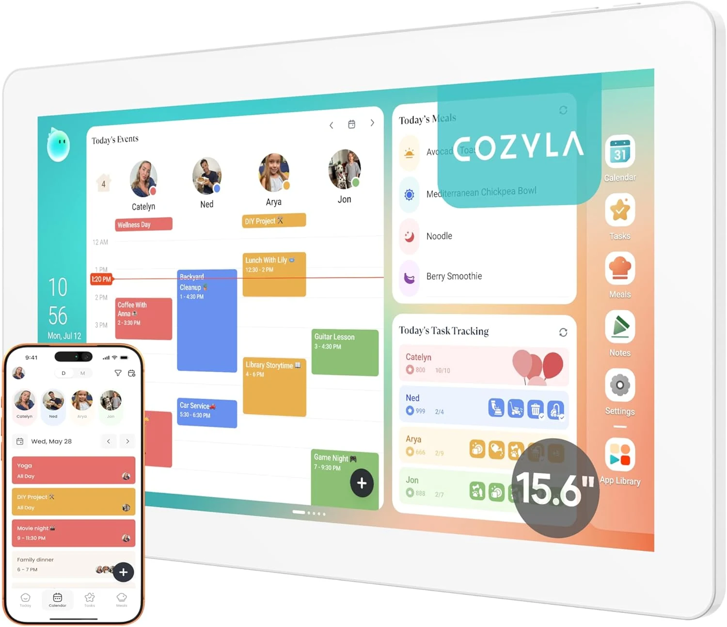 Cozyla Calendar Plus 2: 15.6" Smart Digital Calendar & No Subscription Family Dashboard