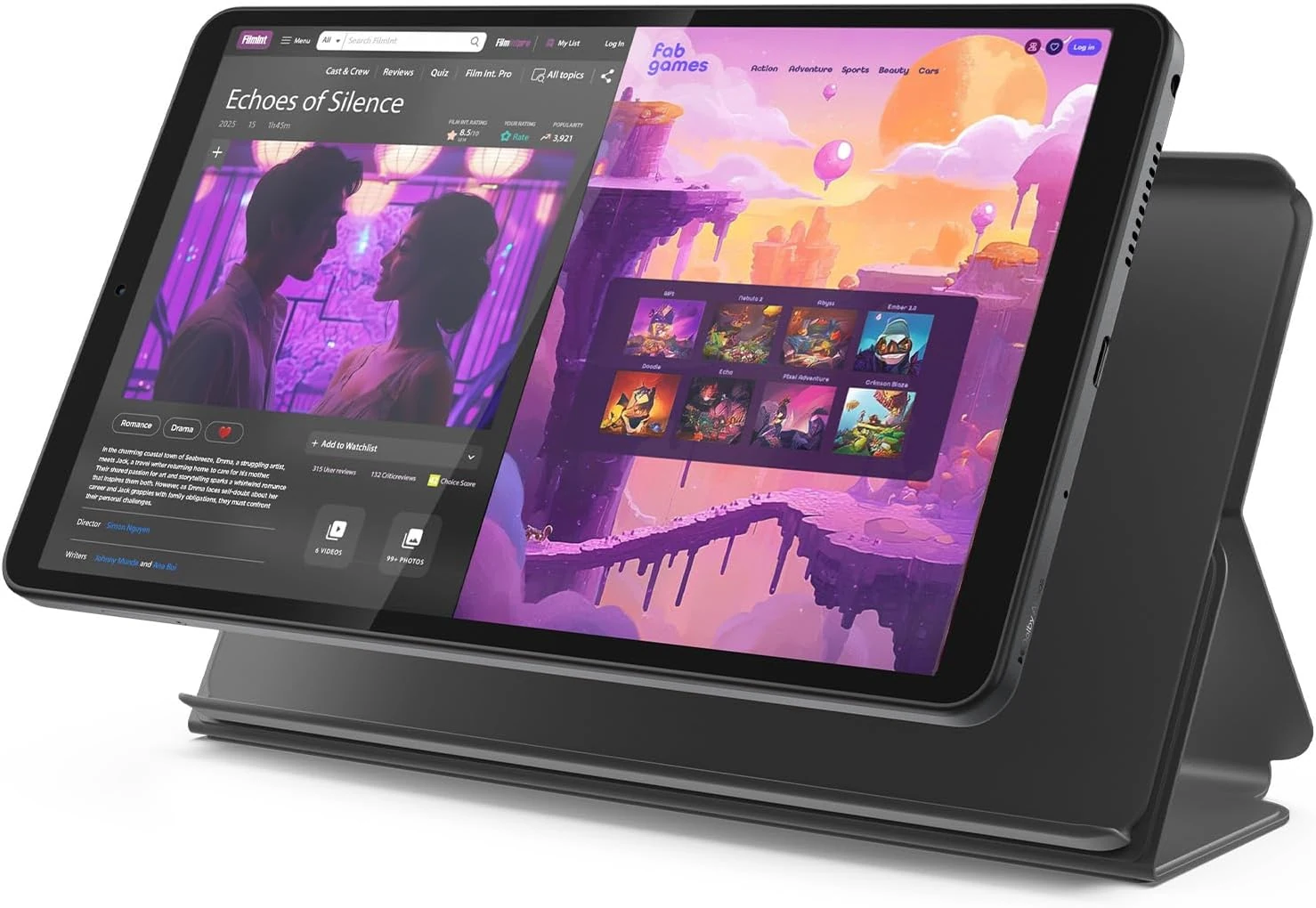 Lenovo Tab One - Lightweight Tablet (TB373FU) with 8.7” HD Display, Helio G85, Folio Case