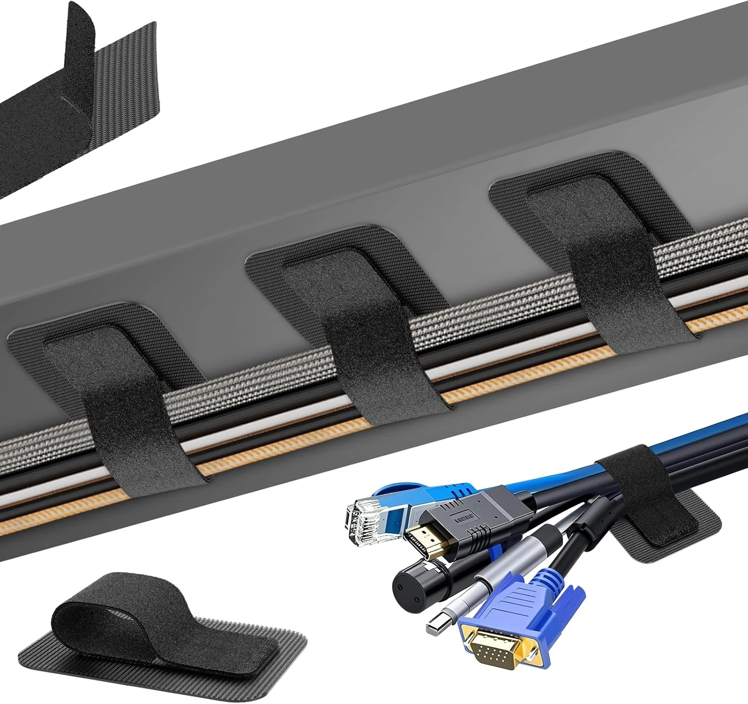 fansto Cable Management Under Desk, Up to 15 Cord Enhanced Wire Holder (20 Pair)