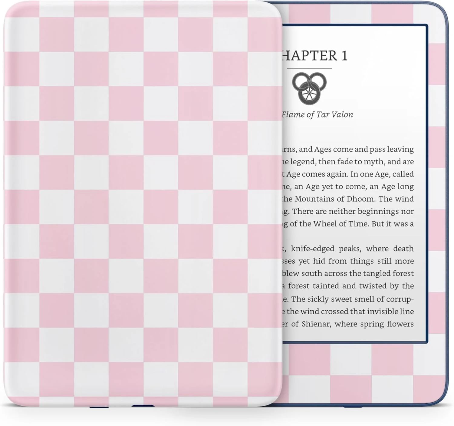 Tacky Design Chessboard Skin for Kindle Colorsoft Skin 2024, Minimalist checkered vinyl wrap (Light Pink & Baby Pink)