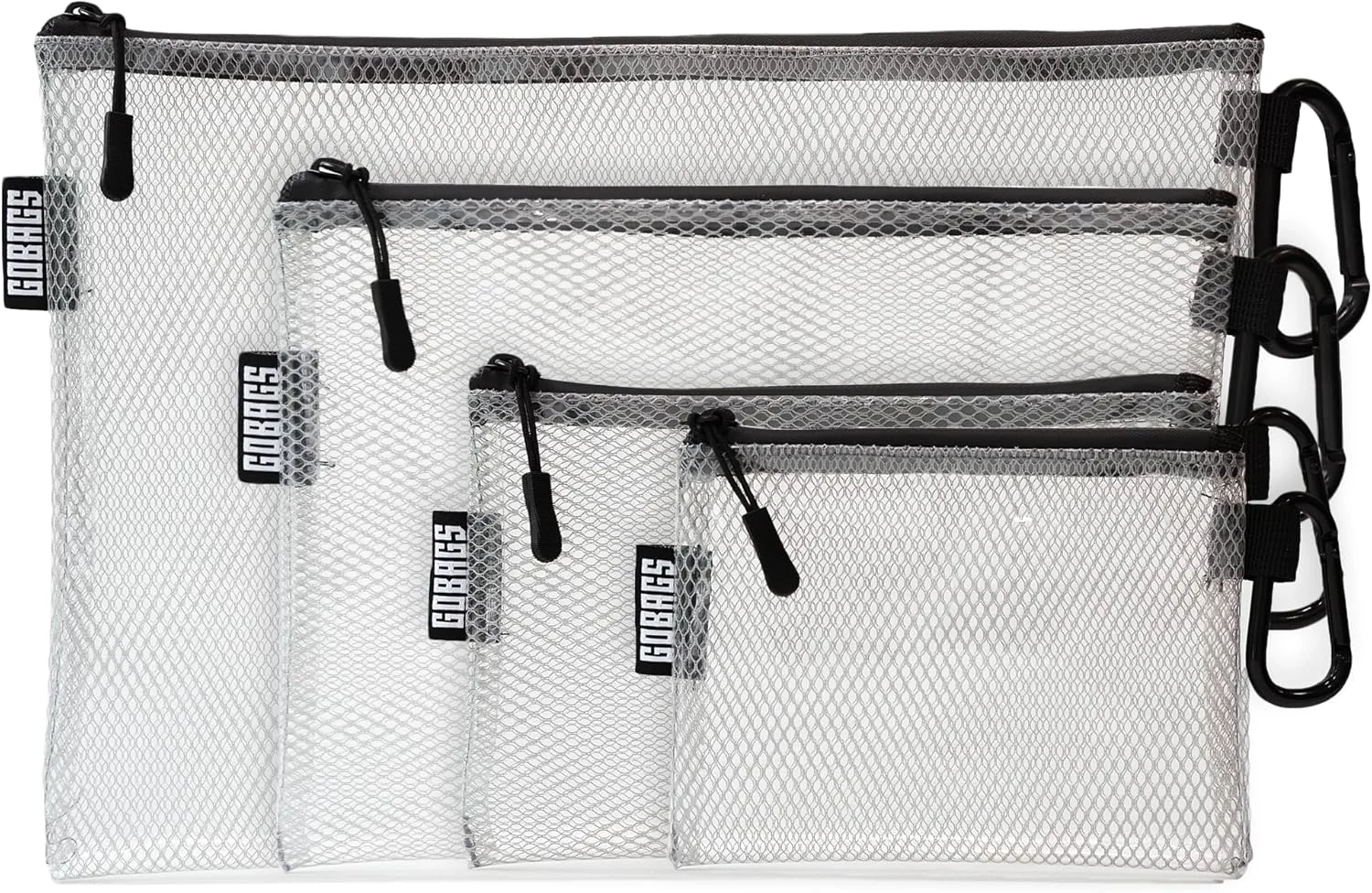 GOBAGS Air Production Multi‑Size Clear Zipper Pouch (4‑Pack)