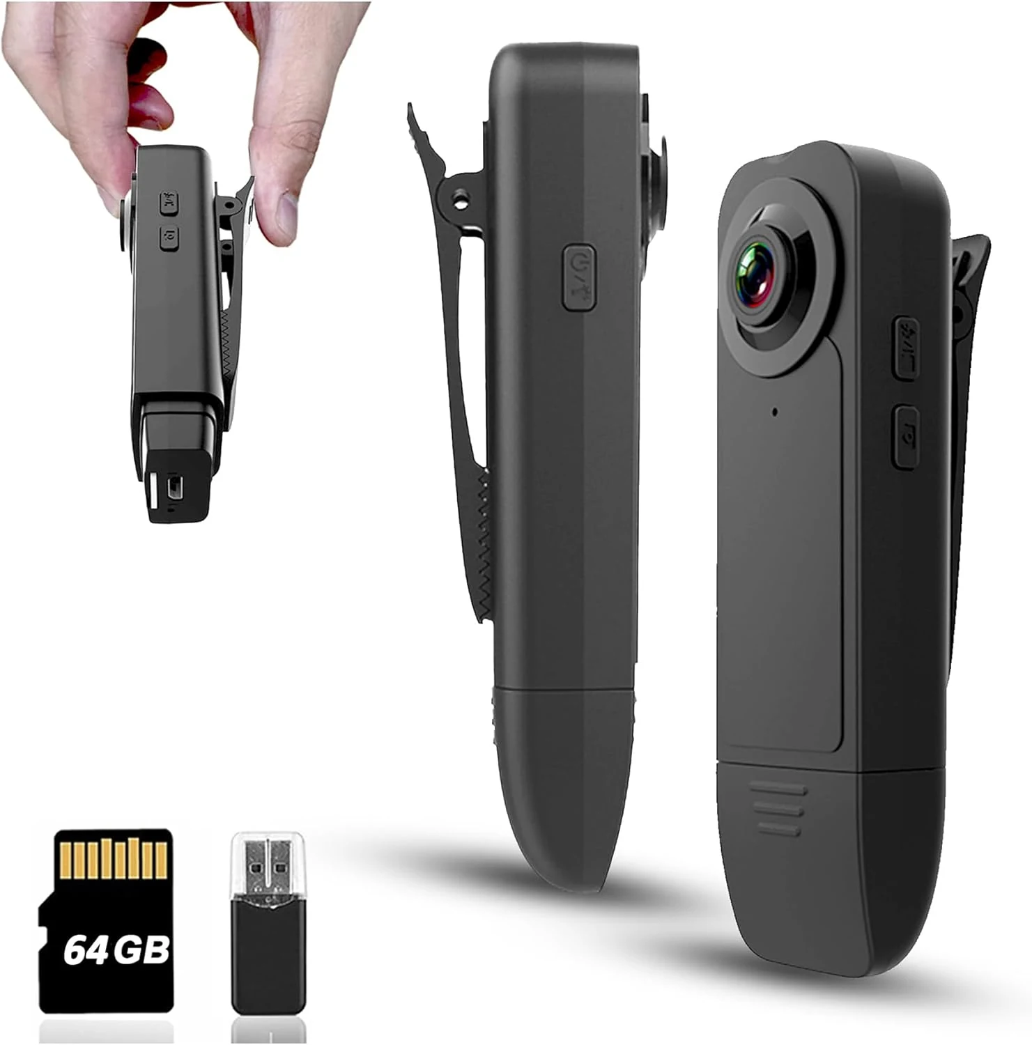Mini Body Camera with Audio & Video Recording - Small POV Cam 1080P with 64G Card
