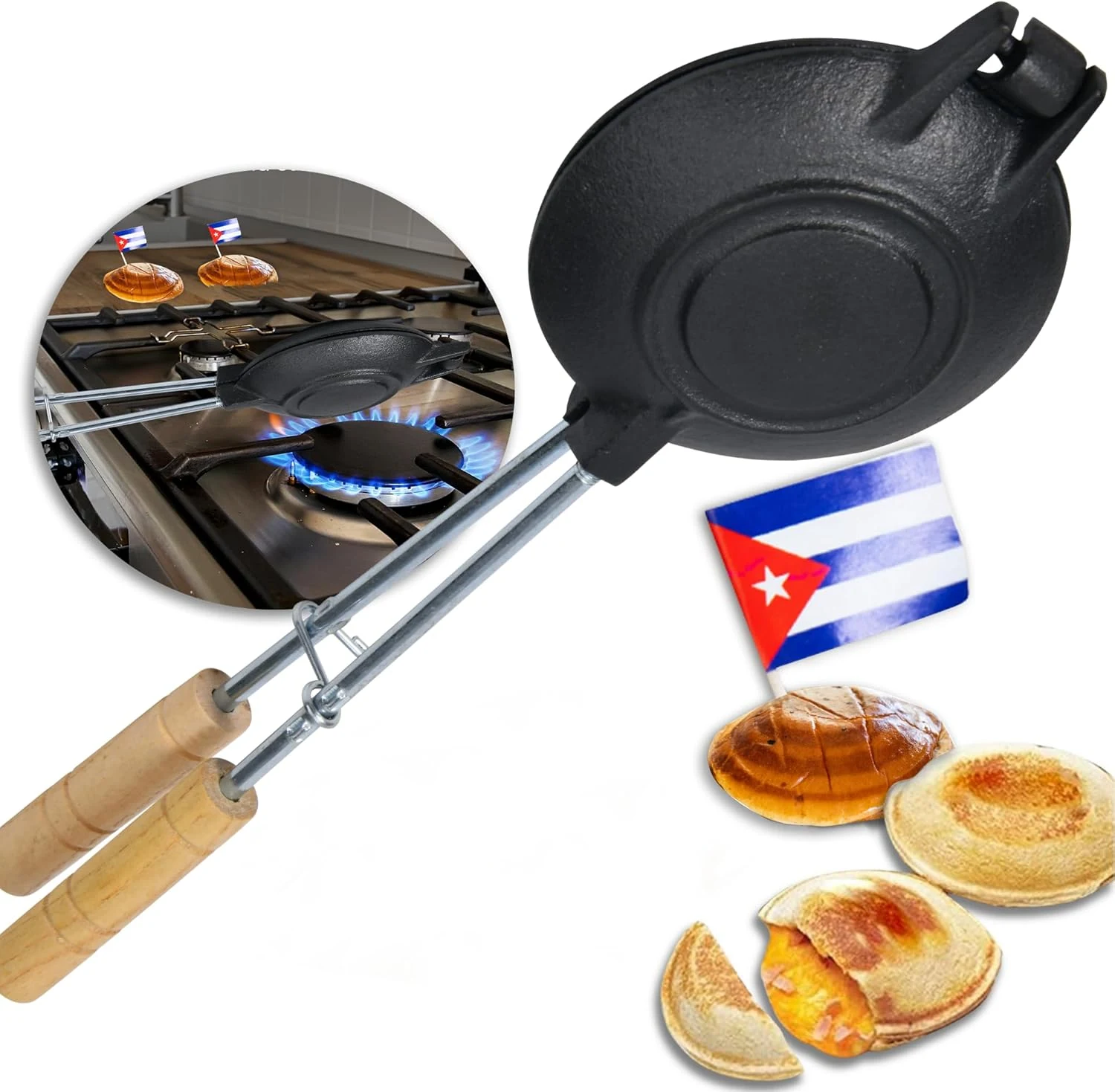 Disquera de Pan Cubano Redondo (1 Unit) – Cast Iron Cuban Sandwich Press
