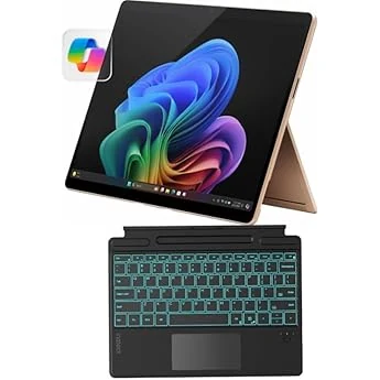 Microsoft Surface Pro 11 2024, 13-inch Touchscreen 2-in-1 Laptop, Snapdragon X Plus, 16GB, 512GB, with Inateck Bluetooth Backlit Keyboard with Touchpad & Pen Holder – 2-in-1 Laptop & Tablet (Sapphire)
