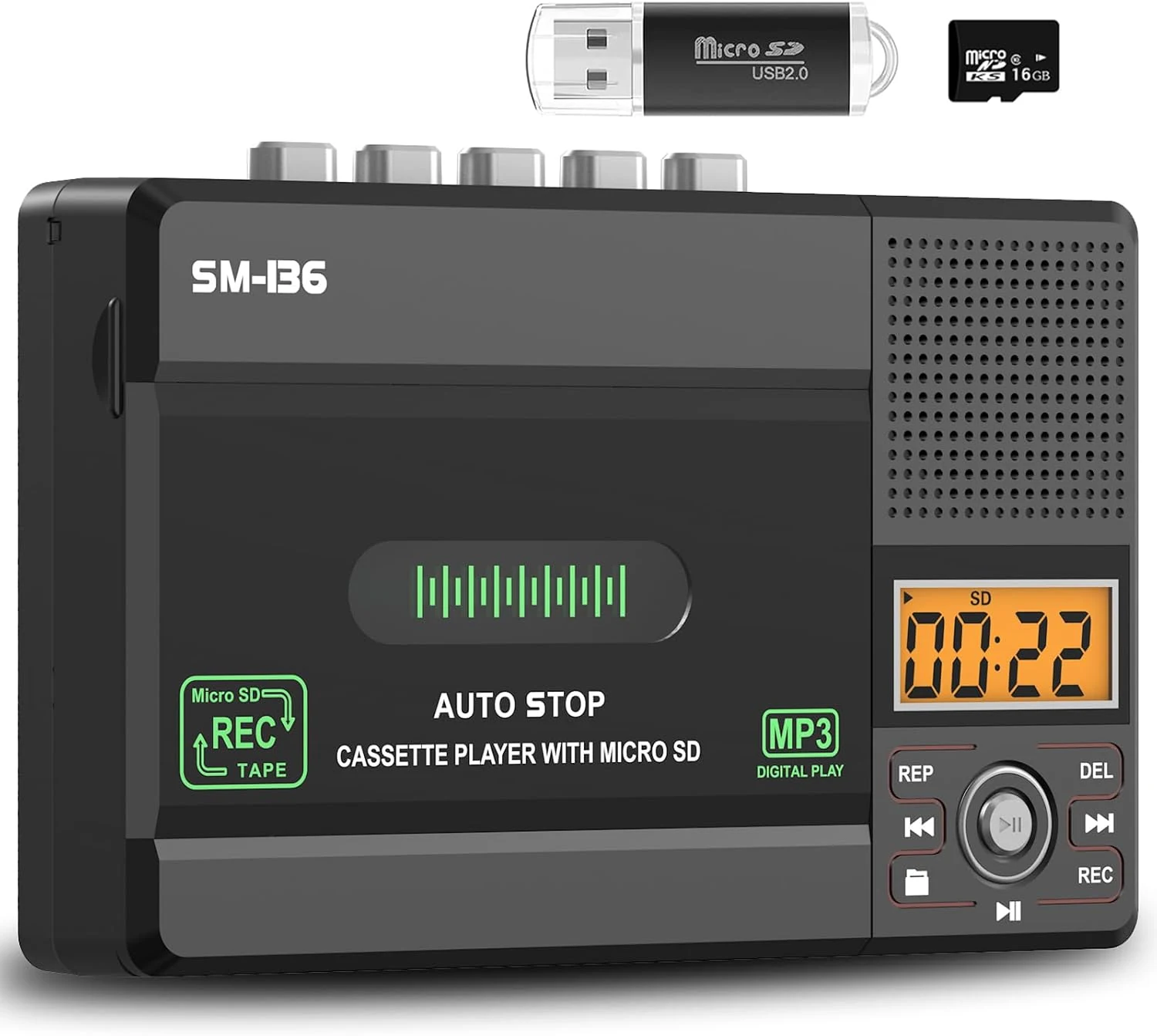 SEMIER Small Cassette Tape Player, USB C or SD Card audio cassette to MP3 digital converter