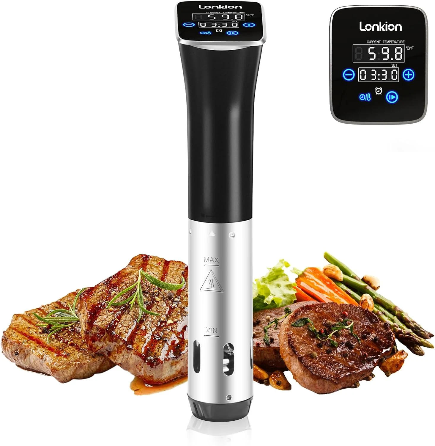 Sous Vide, Lonkion Sous Vide Cooker Machine, Temperature Control, 1100W IPX7 Immersion Circulator