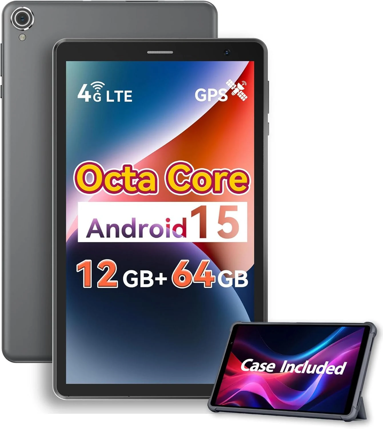 Topsand 8 Inch Tablet Android 15 Tablet with SIM Card Slot (4G LTE, Octa-Core, 12GB RAM, 64GB ROM)