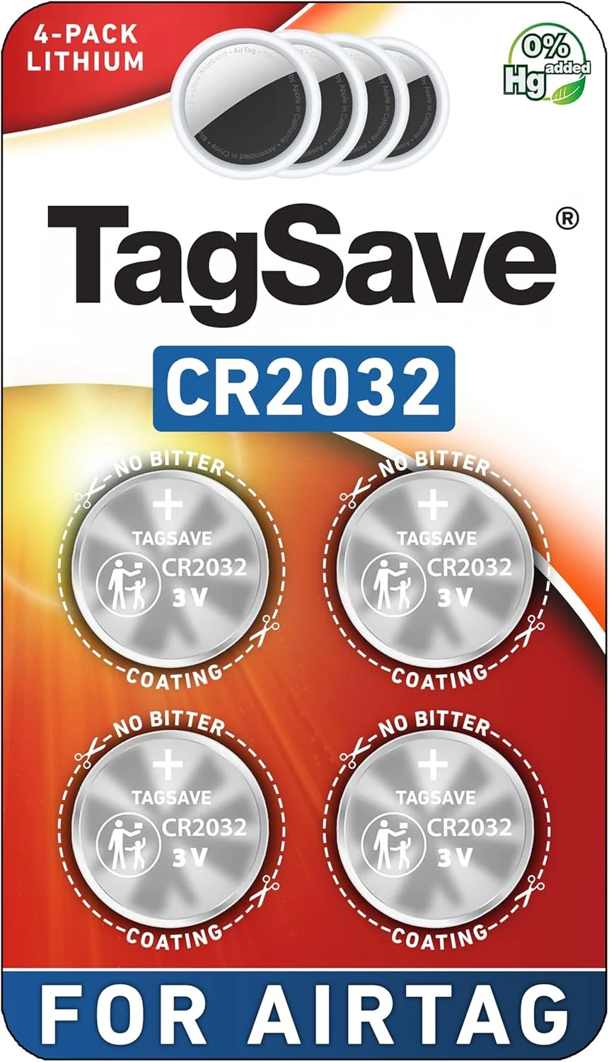 Replacement Batteries for Apple AirTag, Perfectly Fits AirTag, No Bitter Coating (OEM CR2032, Pack of 4)