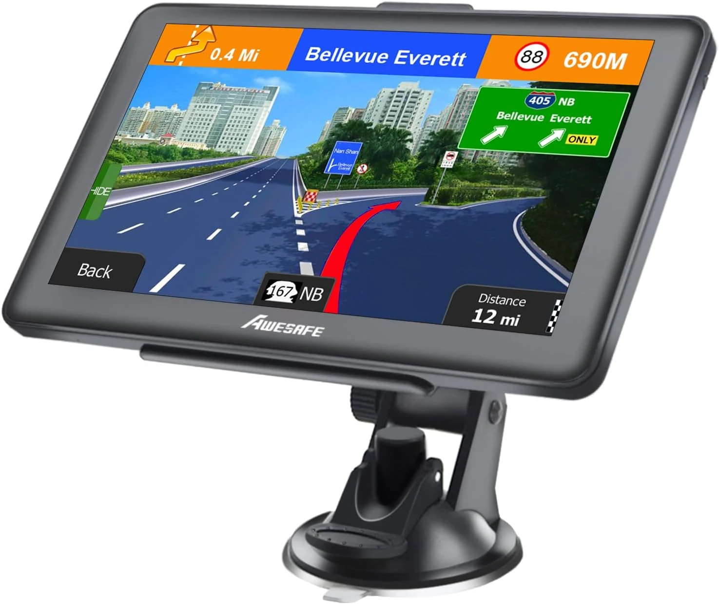 AWESAFE GPS Navigator for Car, Latest 2026 Map 7 Inch Touch Screen