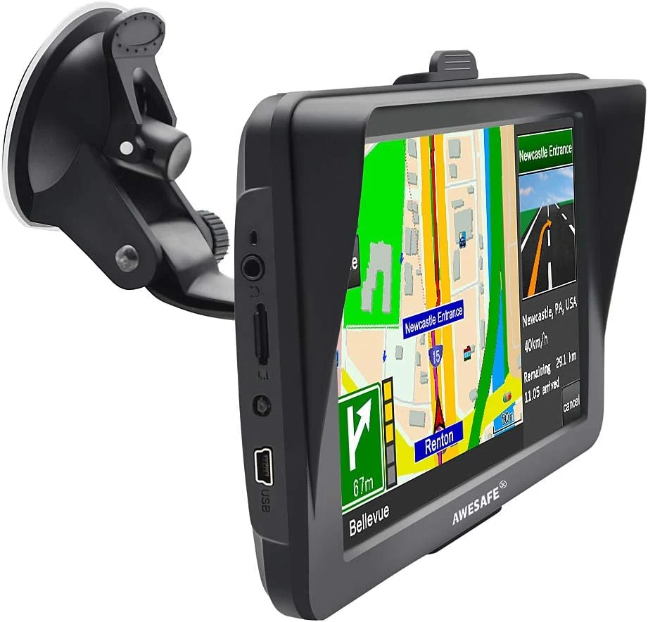 AWESAFE GPS Navigator for Car Truck RV with Bluetooth, Latest 2026 Map 7 inch Touch Screen GPS for Car
