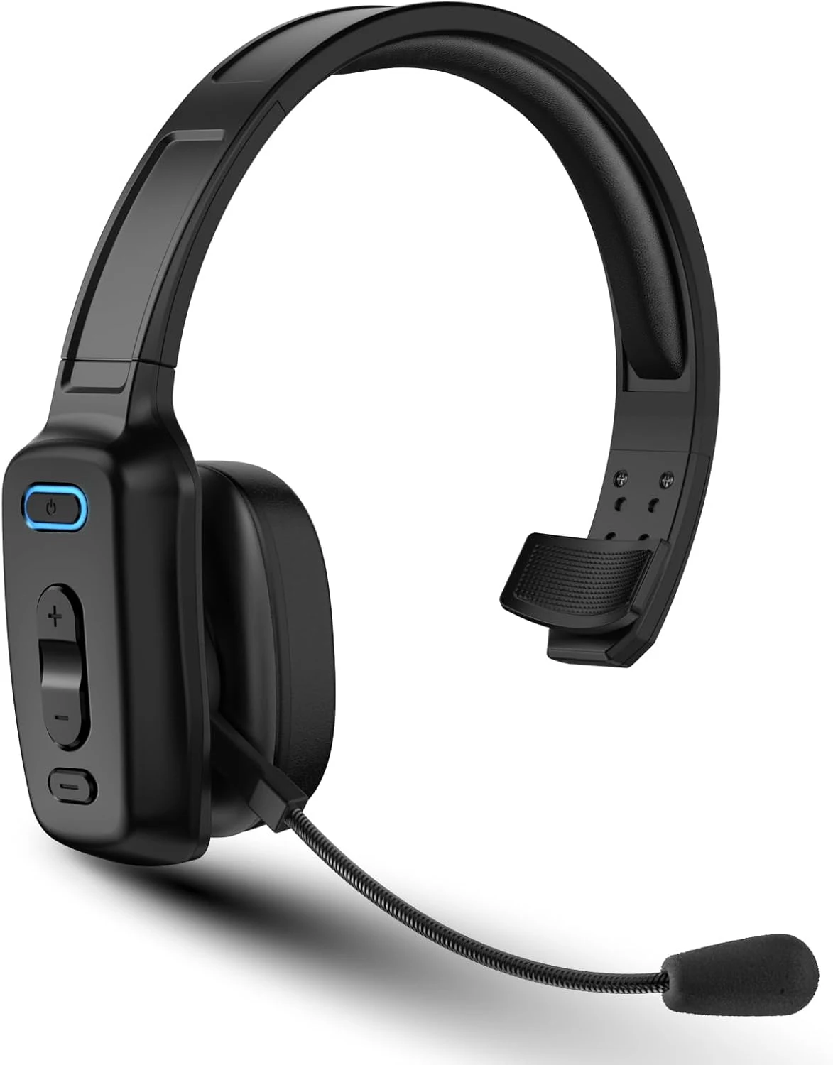 LEAYU Bluetooth Headset, 60hrs AI Noise Canceling V5.2 Over Head Headphones (Single Ear, Mic)
