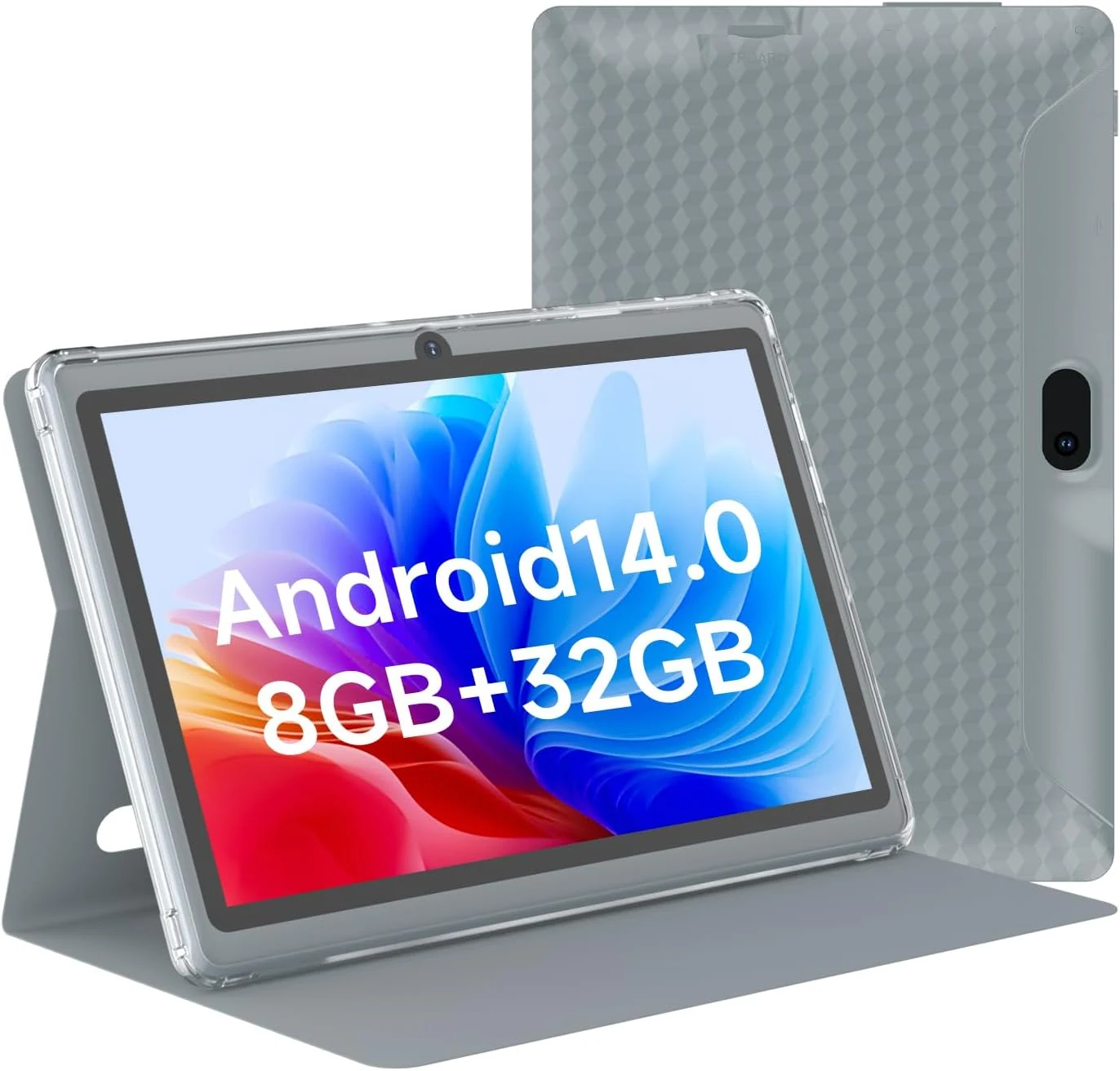 HOTTABLET Tablet 7Inch Android 14.0 with Protective Case, 8GB(3+5GB Expand) RAM+ 32GB ROM, IPS Screen, Dual Camera, Bluetooth 5.0 WiFi Tab (Gray)