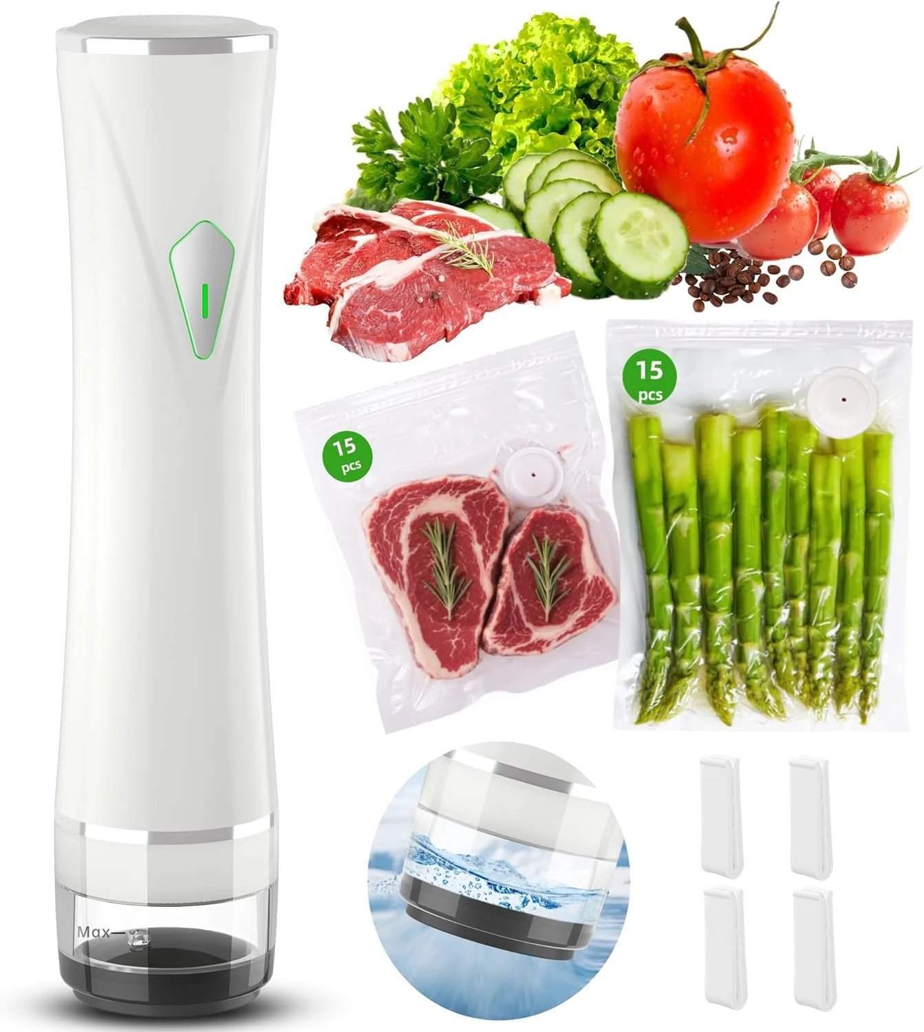 Patchelp Vacuum Sealer Set (Vacuum Machine + 30 Reusable Vacuum Bags)