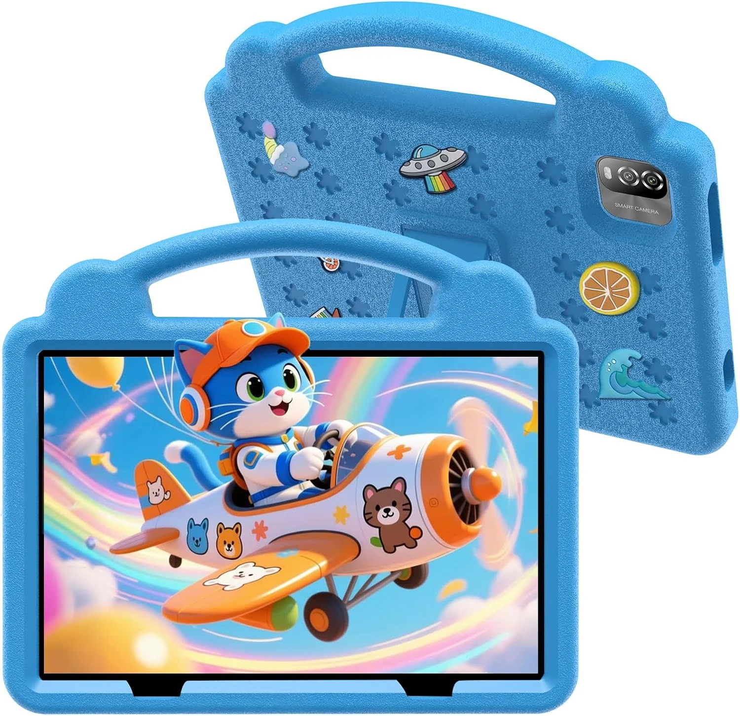 10 Inch Kids Tablet with Case, Android 15 Tablets for Age 3-12, 64GB Educational Pad,Parental Control, 5G WIFI6, Dual Camera, 6000mAh, Bluetooth (Blue)