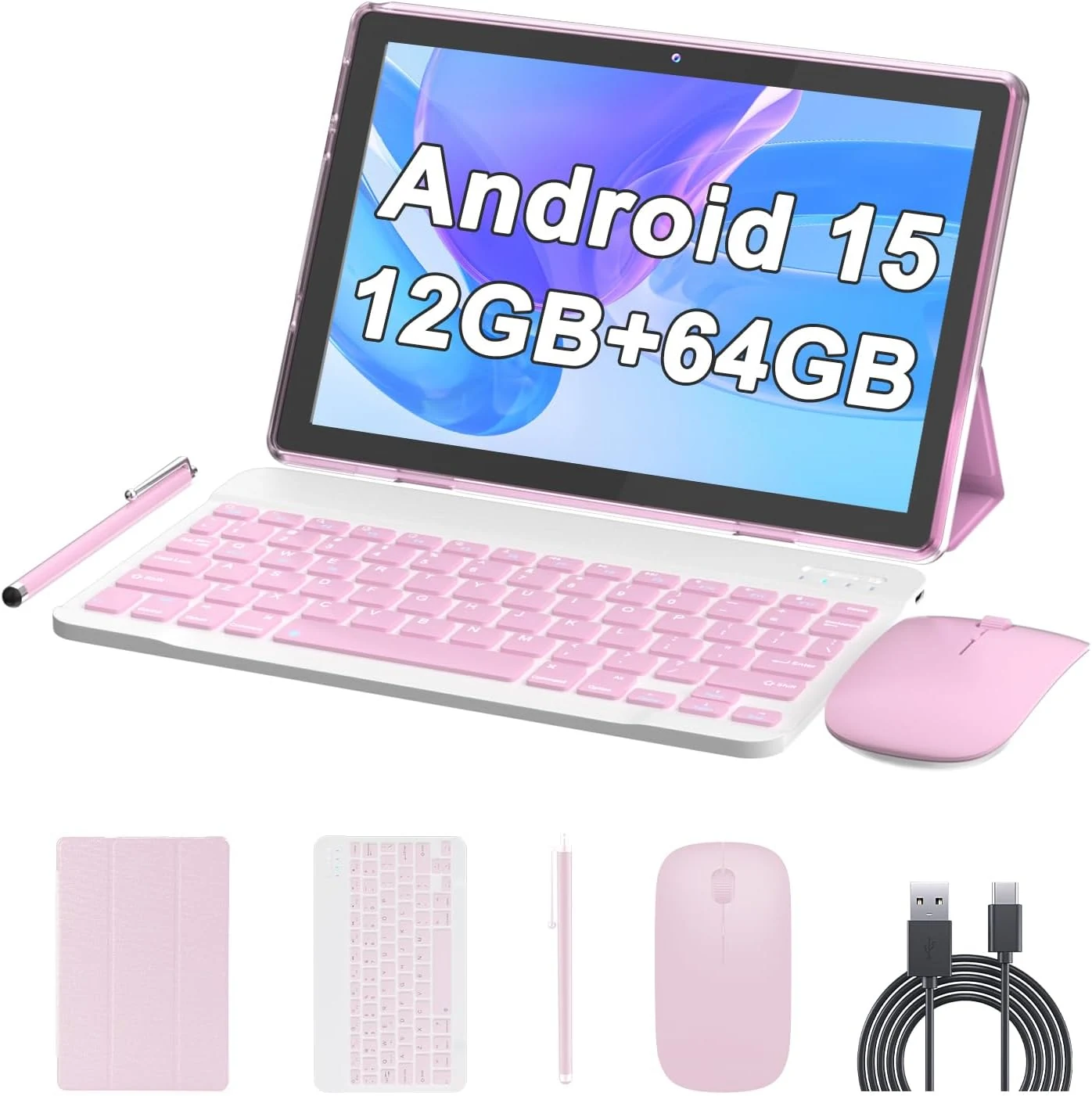 ATOZEE 10 Inch Tablet Android 15 Tablets 2 in 1 Tablet with Keyboard 12GB RAM+64GB ROM (Supports 1TB Expansion)