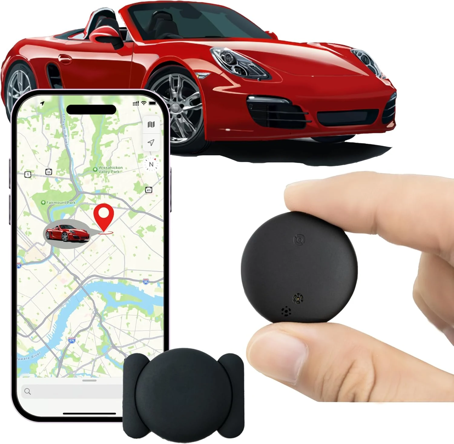 YIALT Super Magnetic! 360 Days of Battery Life! Apple Find My Subscription-Free GPS Car Locator