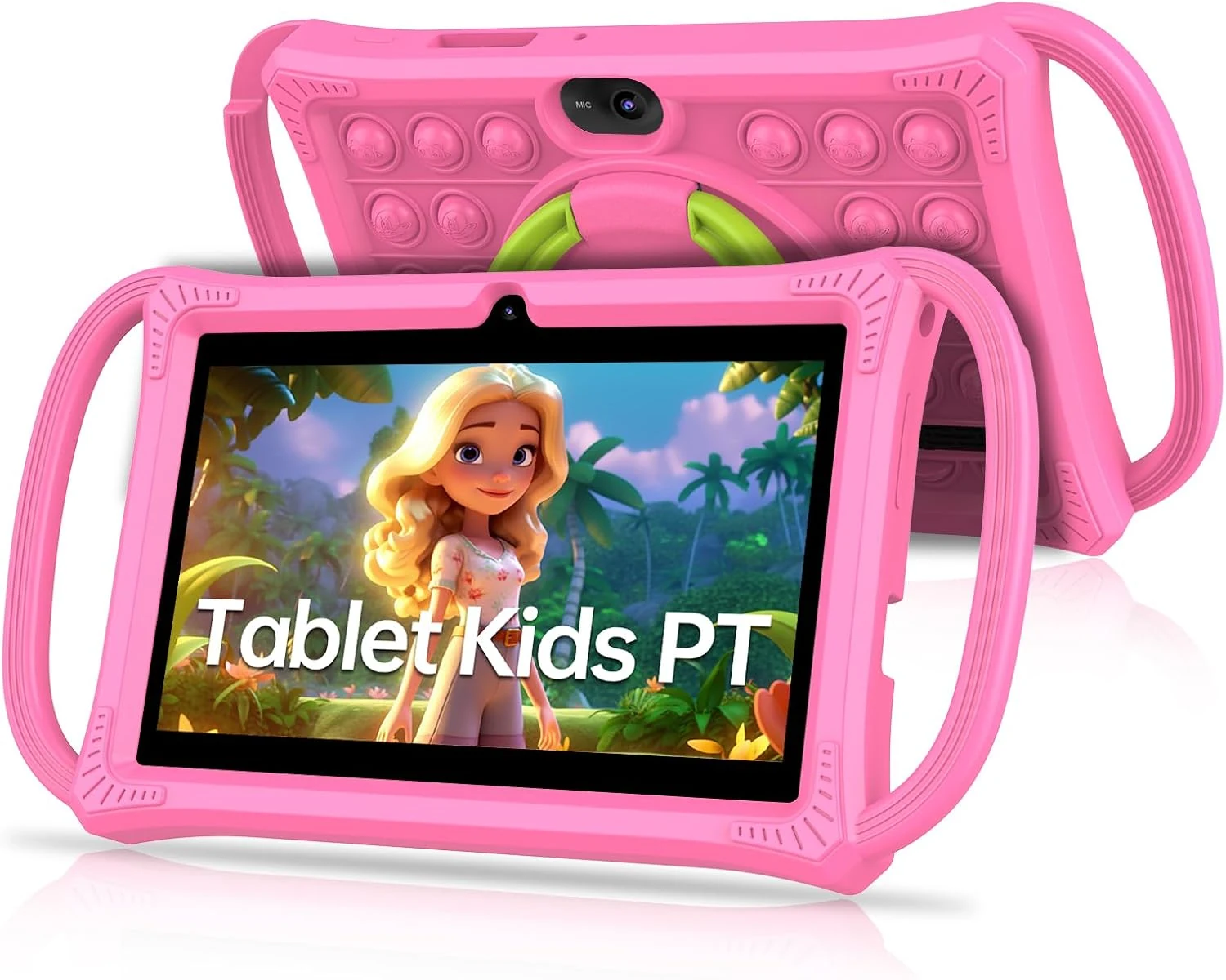 PRITOM Kids Tablets 7 inch, 32 GB, Toddler Tablet with Un-Zipped Case, WiFi, Dual Camera, Education, Games, Kids Software Pre-Installed, Parental Control, Pink