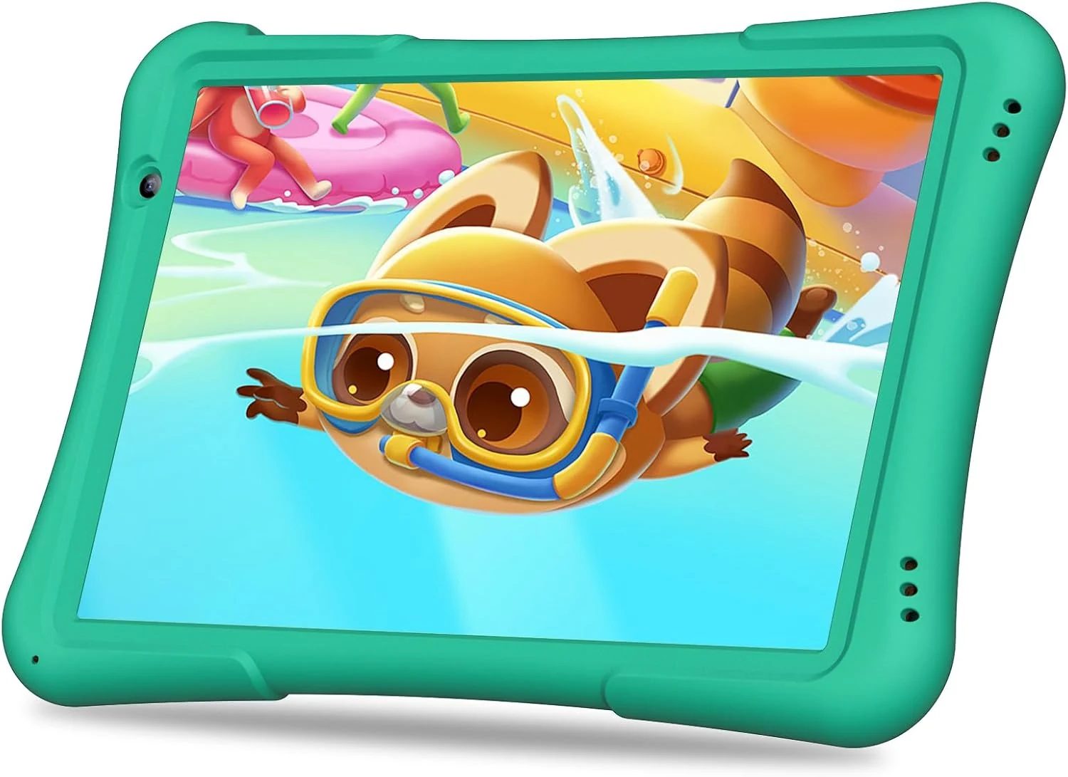 10 Inch Kids Android 14 Tablet, Parental Control, Educational, 10.1' IPS HD Display, Dual Camera, 6000mAh Battery, Toddler Tablet with Silicone Case, Gift for Boys (Green)