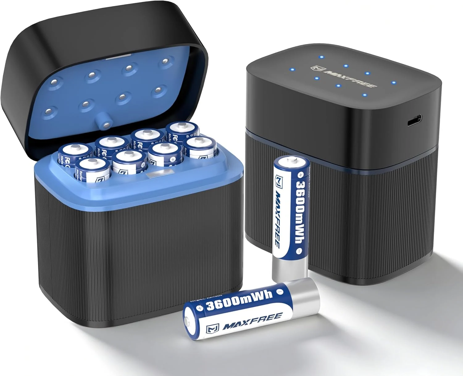 Maxfree Rechargeable AA Batteries Lithium with Charger, 8-Pack 1.5V 3600mWh