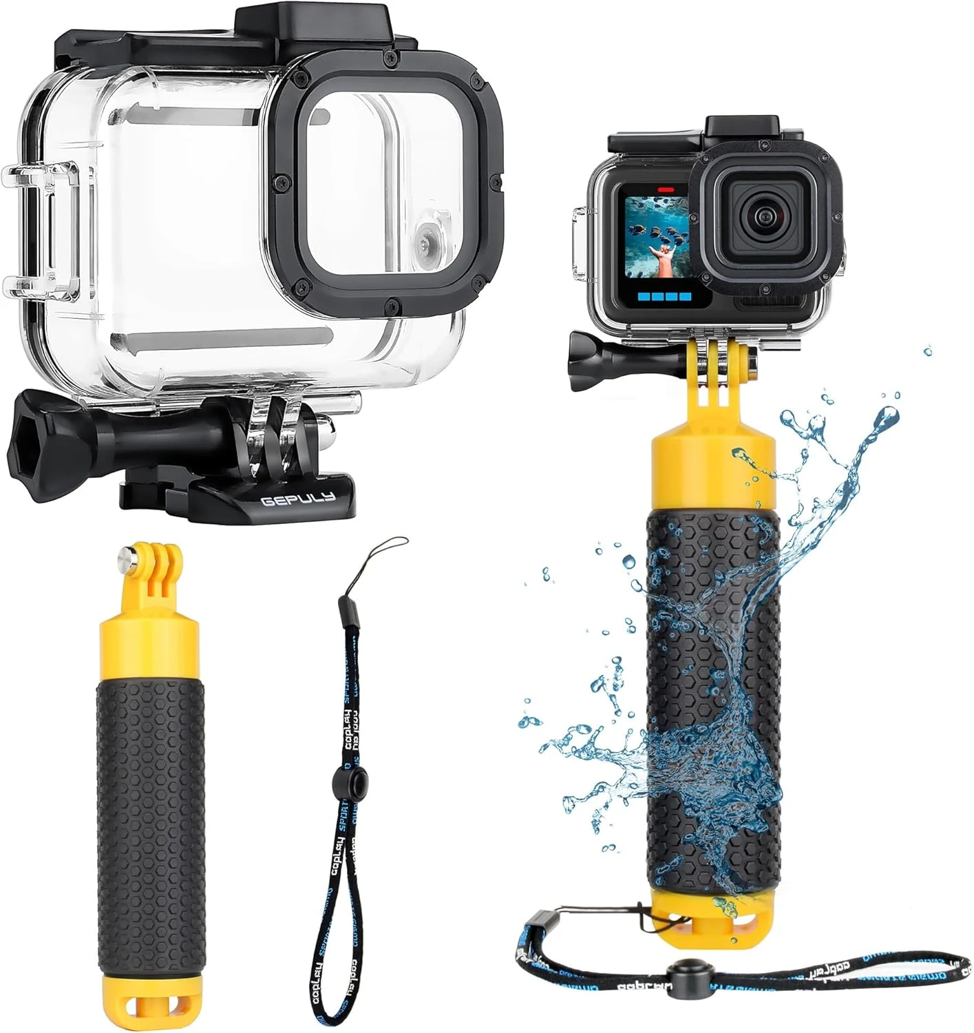 GEPULY 60M/196FT Waterproof Case for GoPro Hero 13 12 11 10 9 Black