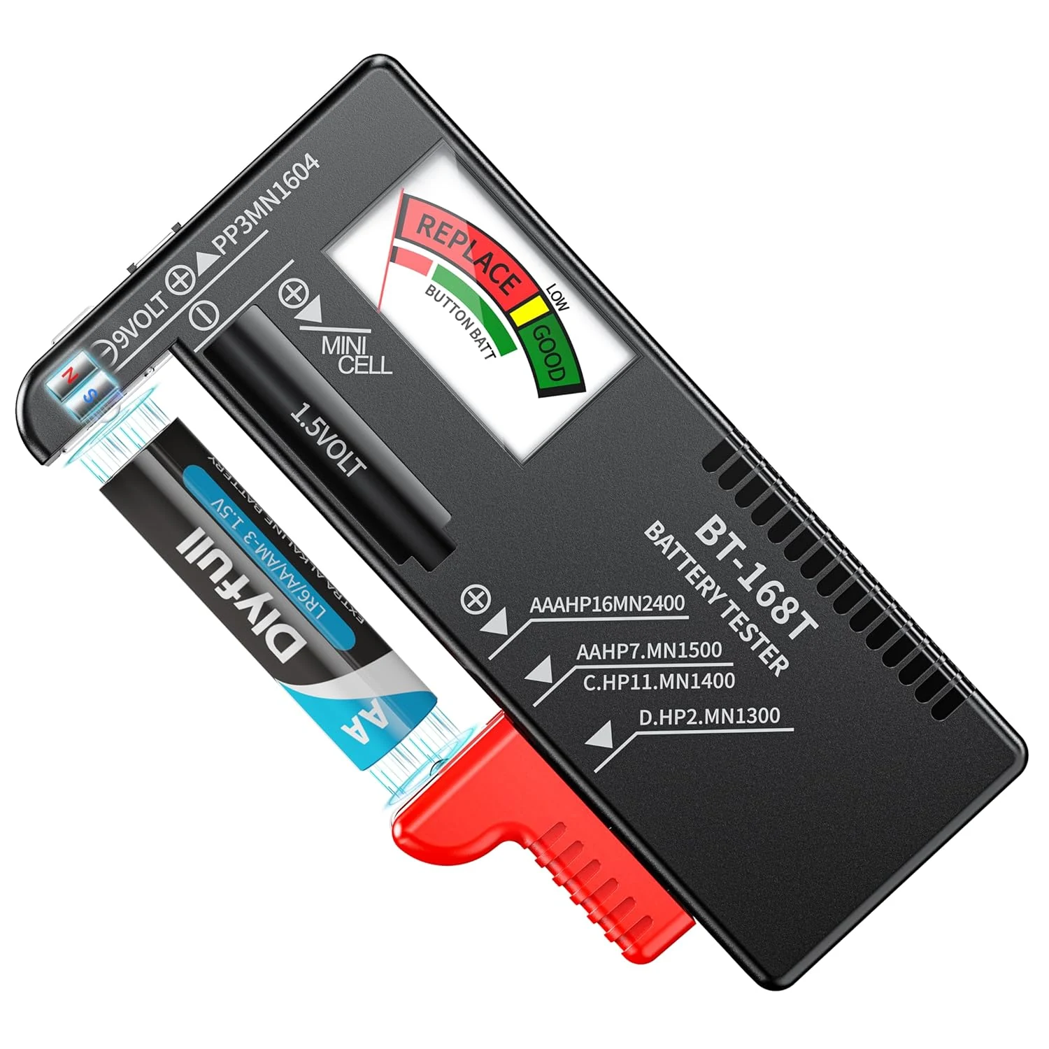 Dlypow Magnetic Battery Tester for AAA AA C D 9V