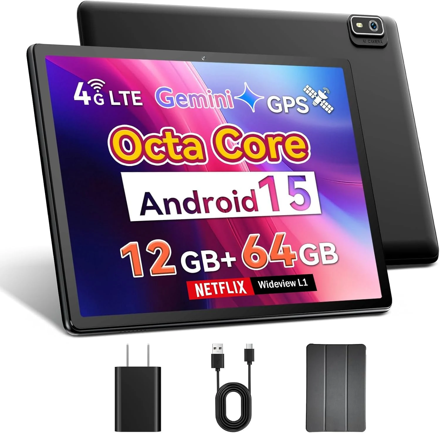 Topsand 10 Inch Android 15 Tablet with SIM Card Slot (4G LTE)