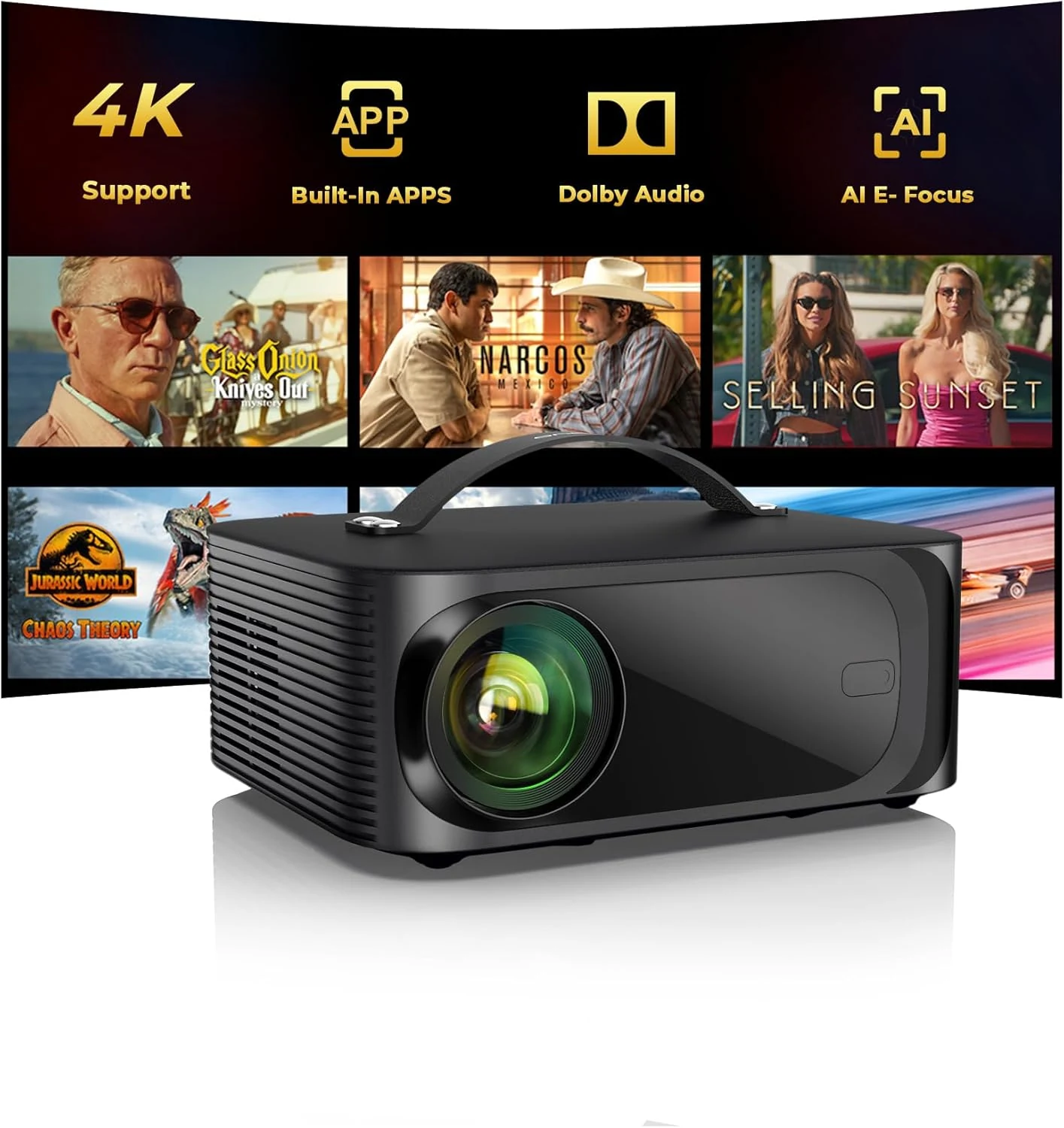 ONOAYO ONO3 Pro outdoor projector with WiFi, Bluetooth, and Smart OS 2.0