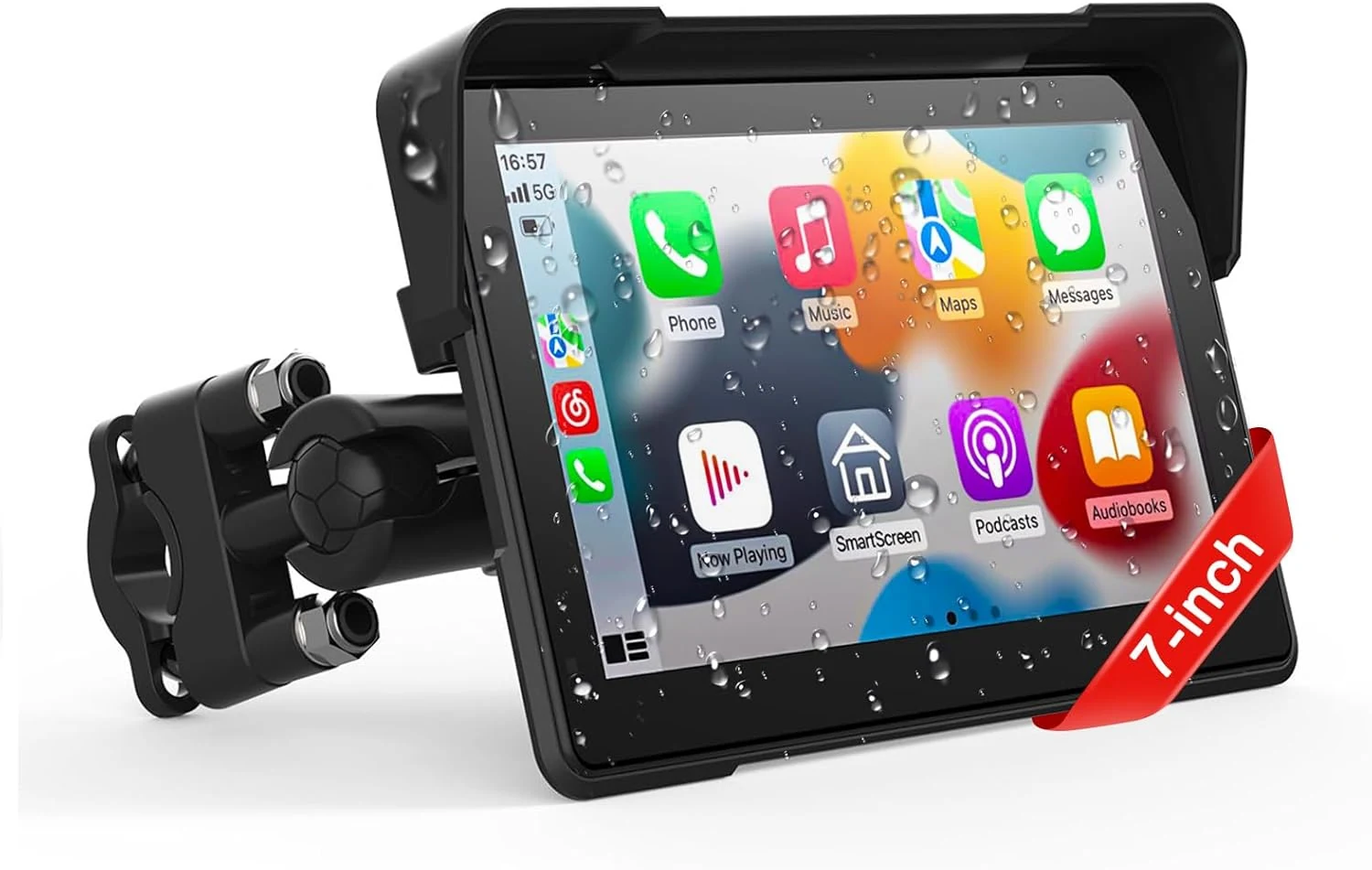 fuyuadas Wireless Motorcycle Apple Carplay, 7 Inch Portable Motor GPS Navigation