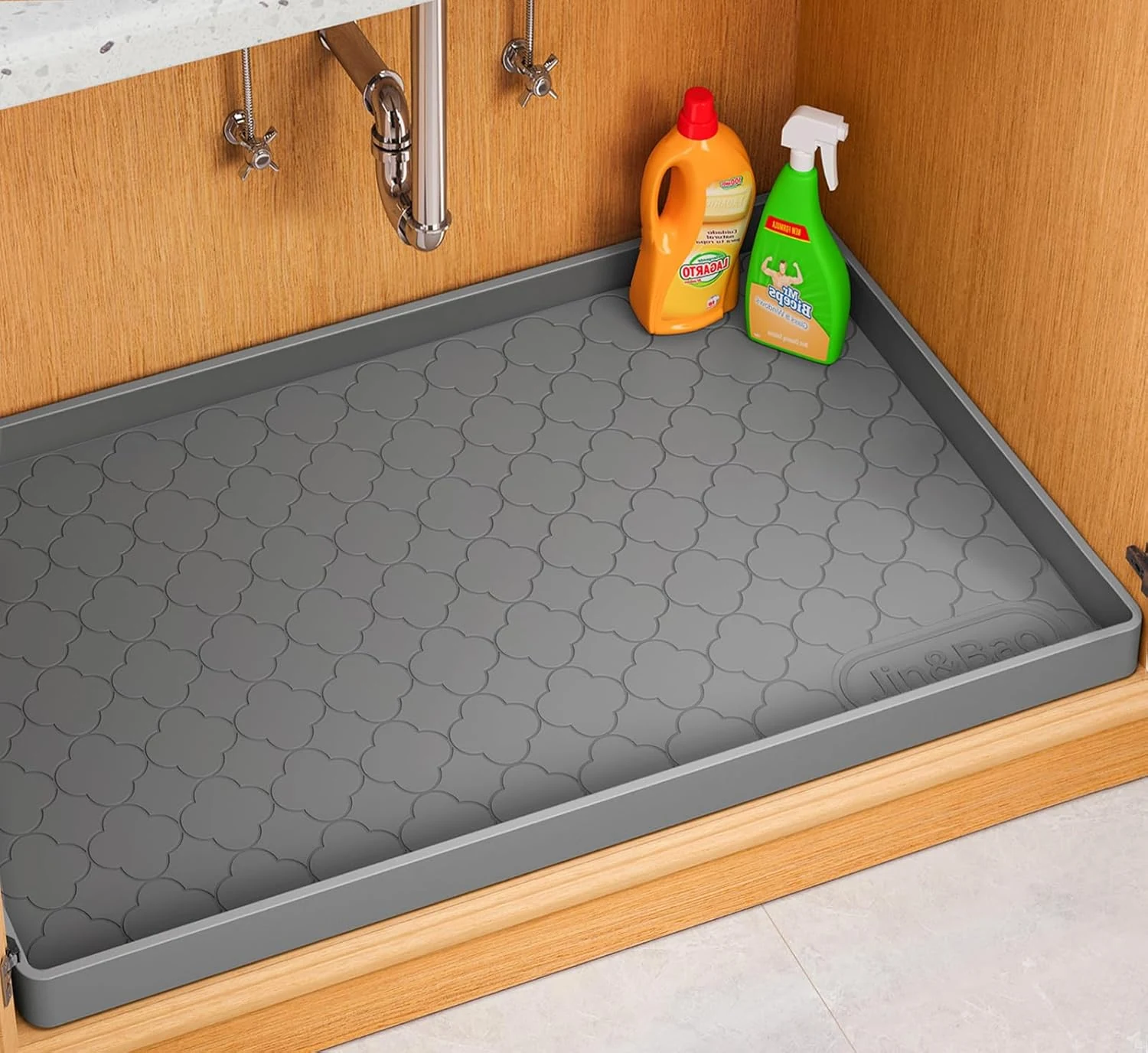 Jin&Bao Waterproof Under Sink Mat 34" x 22" (Thick Silicone)