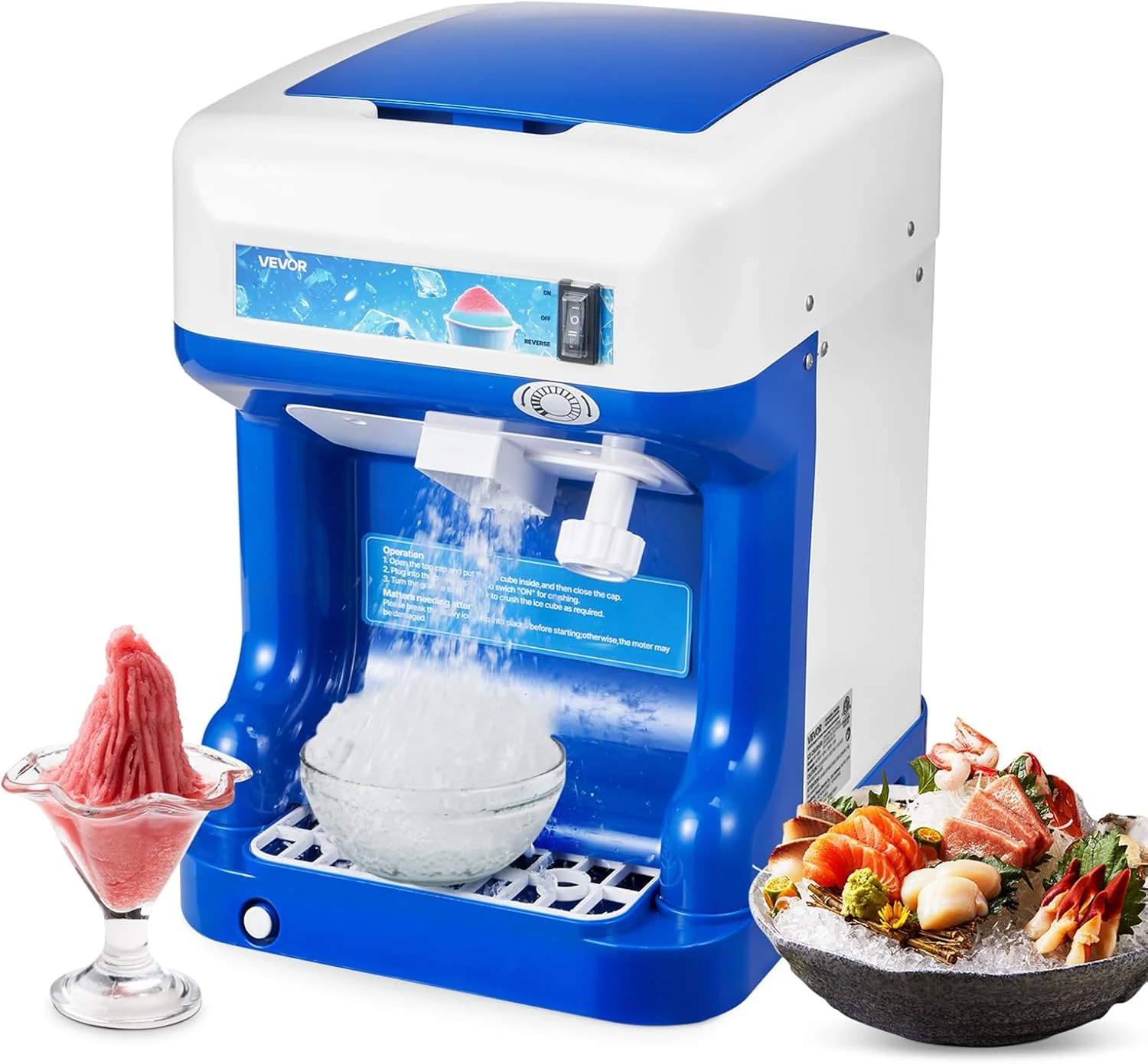 VEVOR Commercial Ice Shaver Crusher, 286 lbs Per Hour Electric Snow Cone Maker