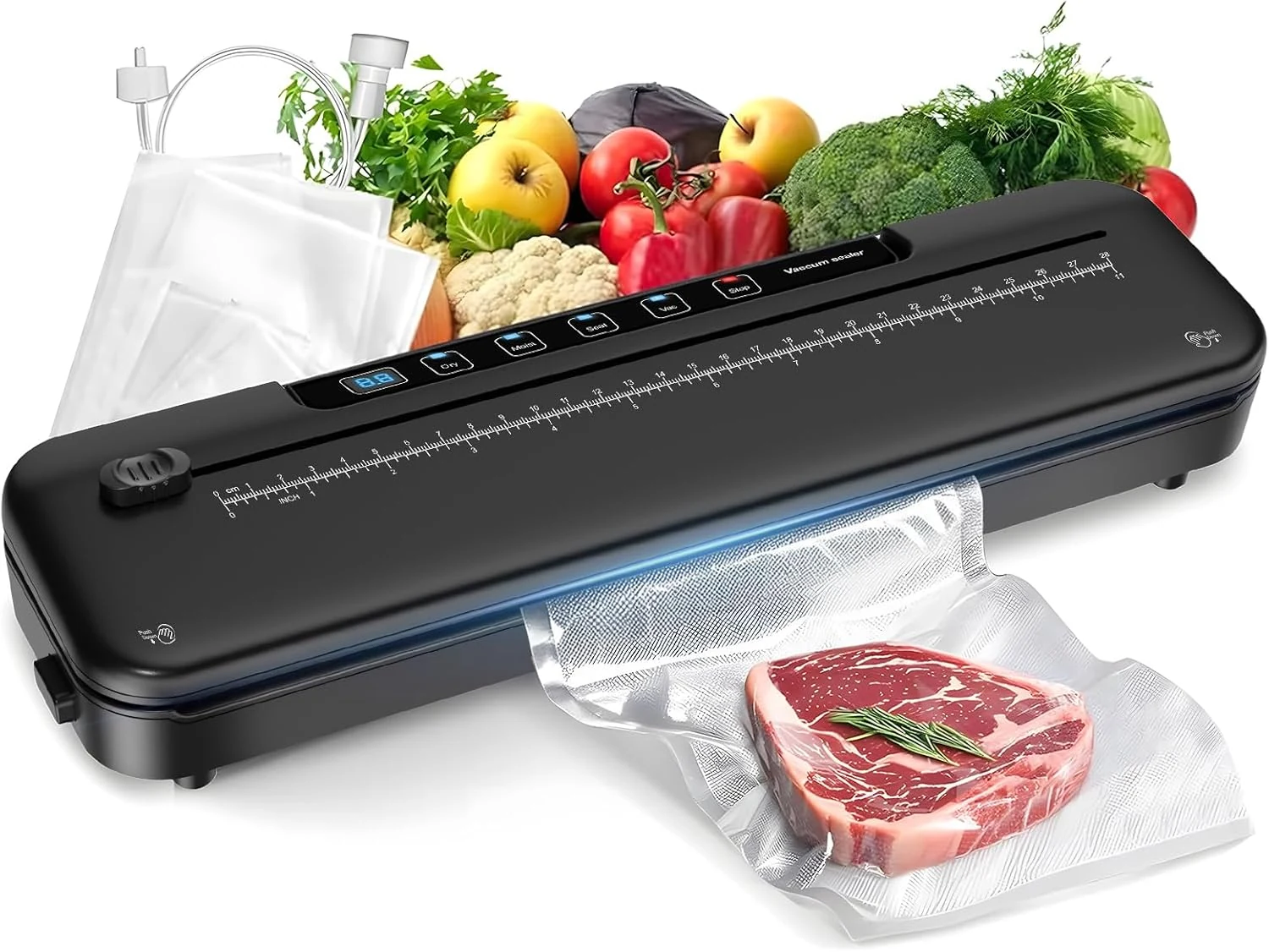 75kpa Compact Vacuum Sealer 6-in-1 w/Ext. Slide Blade & Digital Timer
