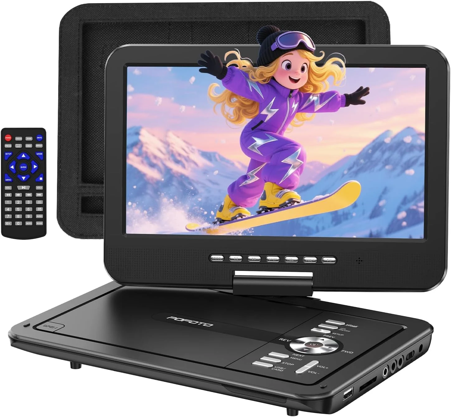 POFOTO 12.5" Portable DVD Player with 10.5" HD Swivel Screen