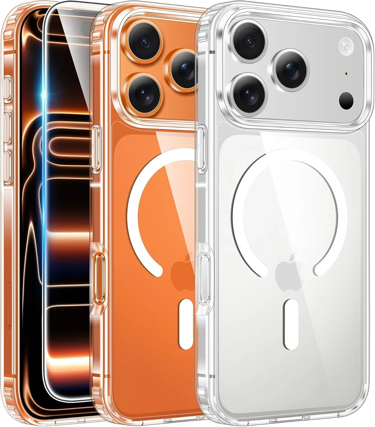 FNTCASE for iPhone 17 Pro-Max Case (Clear Magnetic, with Screen Protector)