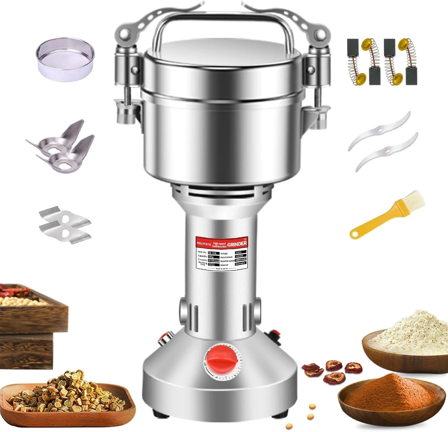 MELVTATA 350g Grain Grinder 1500W Electric Spice Grinder (GM-150)
