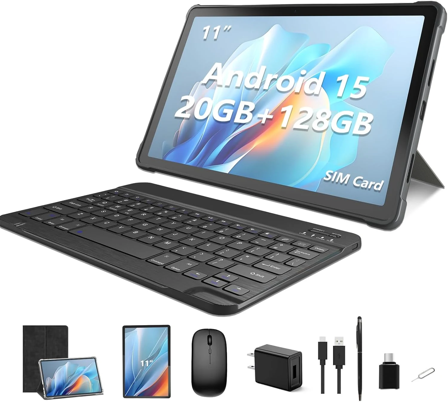 NOBKLE 11 Inch Android 15 Tablet with 4G LTE SIM