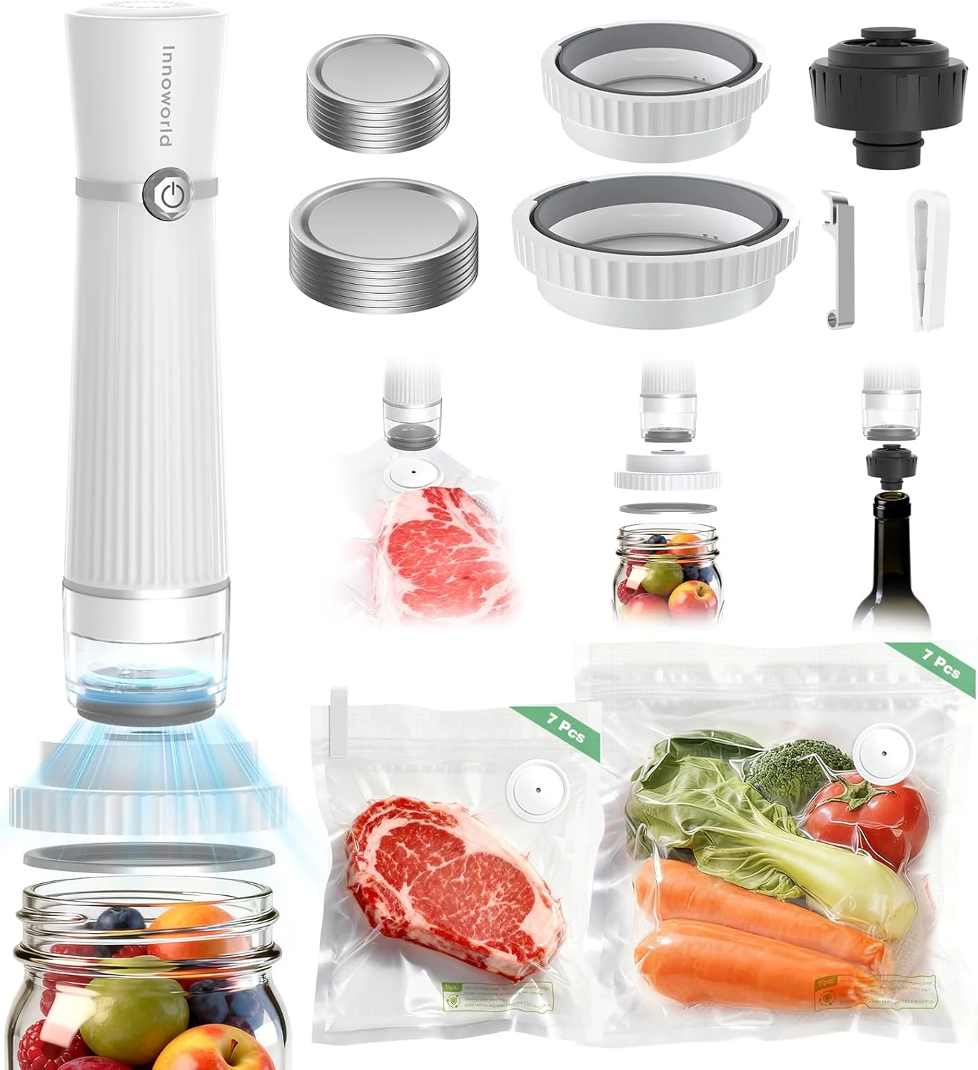 3-in-1 Vacuum Sealer for Food Compatible with Vacuum Bag, Mason review