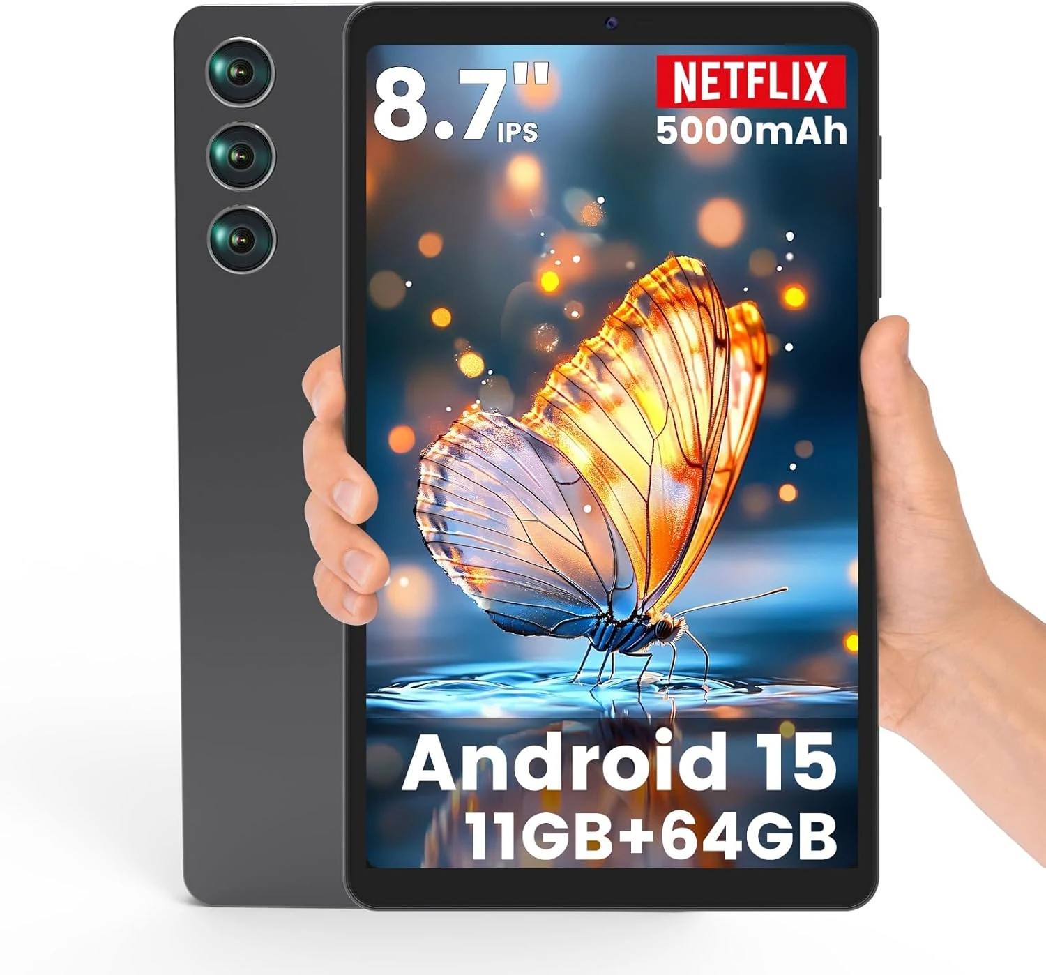 Robtomp Android 15 Tablet 8.7 inch mini tablet (5000mAh, dual-band WiFi, 11GB RAM, 64GB + 1TB expandable)