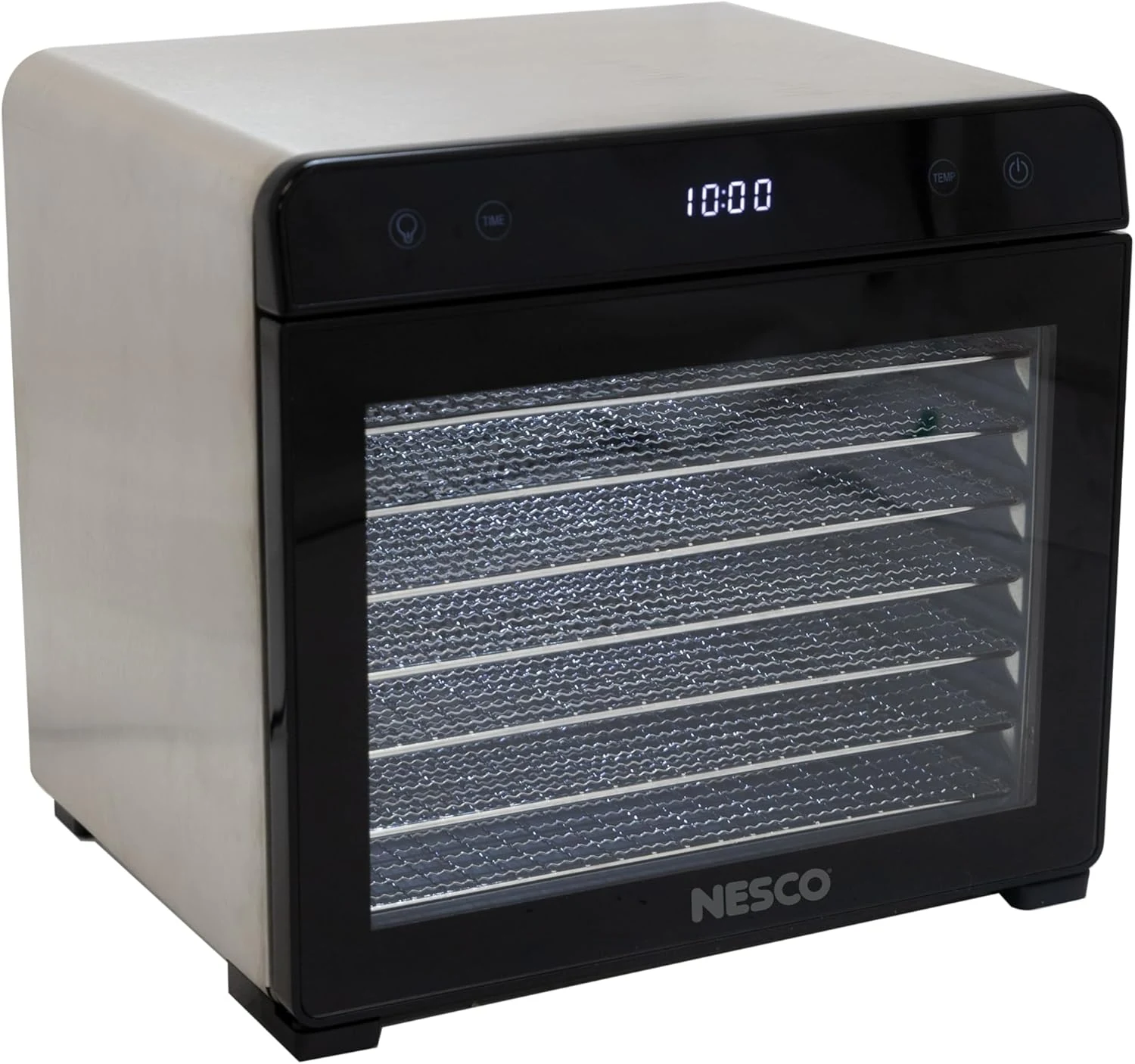 NESCO 8-Tray Stainless Steel Food Dehydrator – Digital Timer, Temp Control, Inner Light, Drip Tray – Jerky, Fruit, Herbs, Dog Treats, 650W, BPA-Free