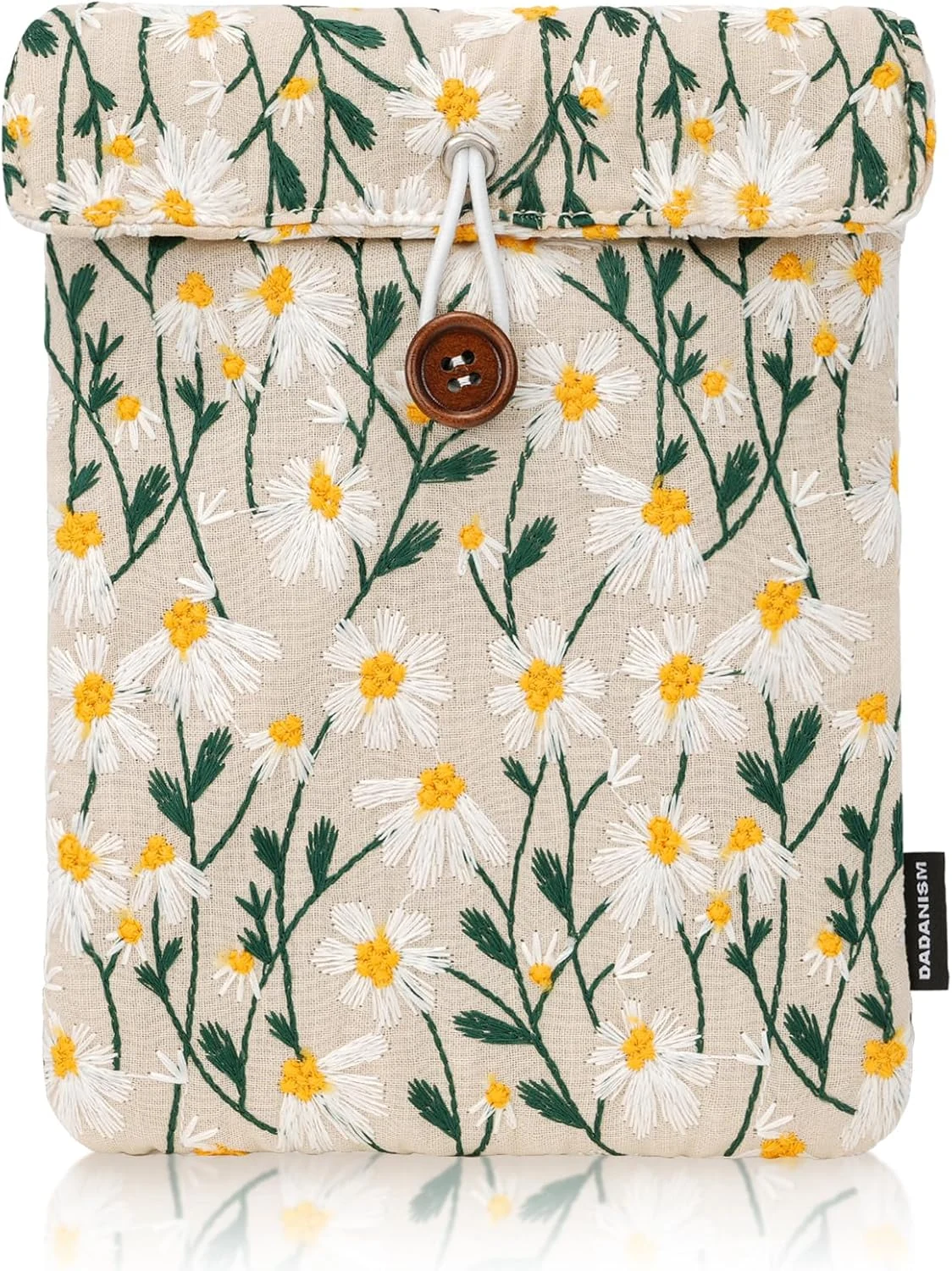 Dadanism 6-7 Inch Embroidered Daisy Padded Sleeve for 7" All-New Kindle Paperwhite & Kindle Colorsoft/Signature Edition, Beige